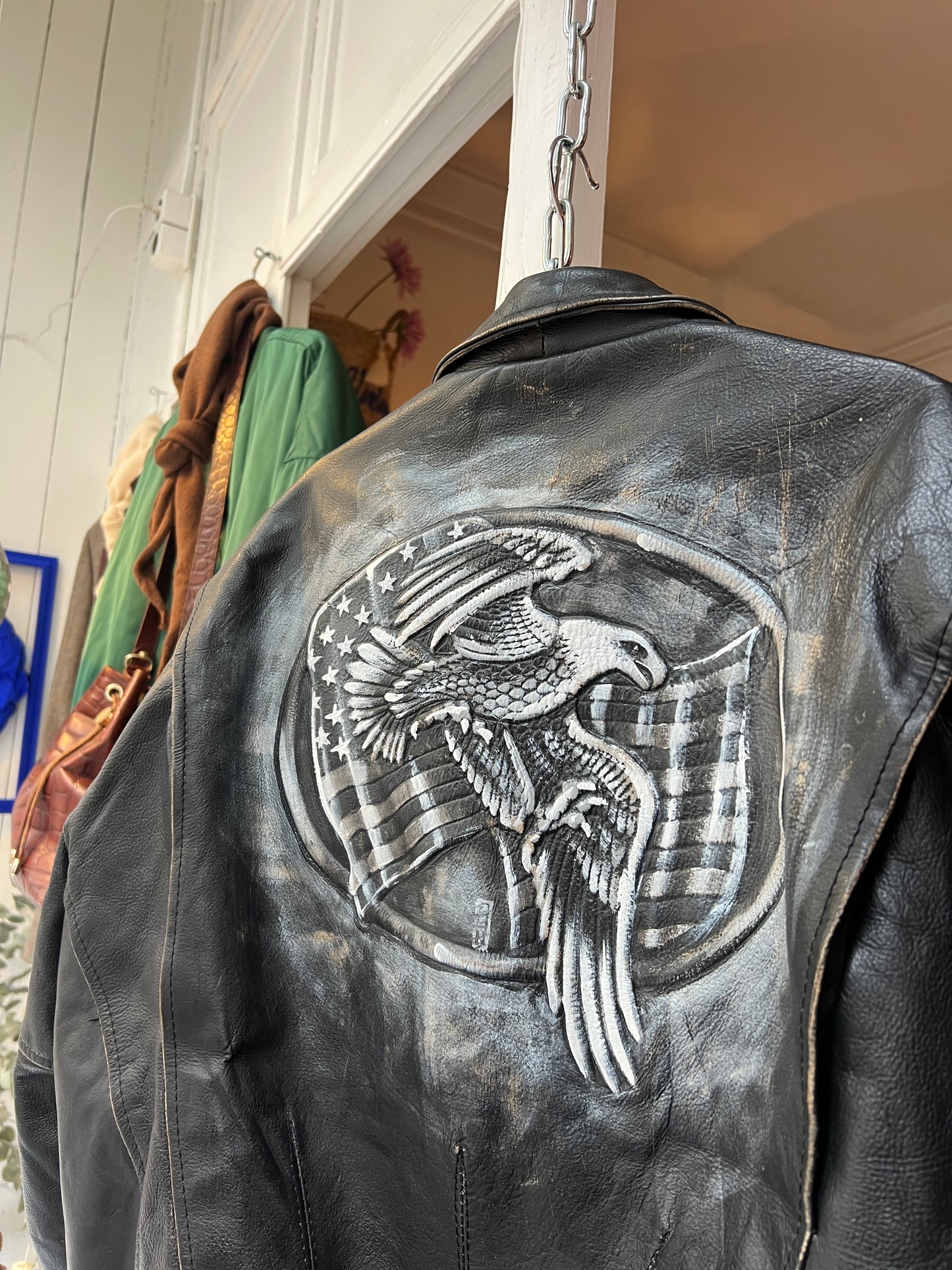 Leren vintage motorjack