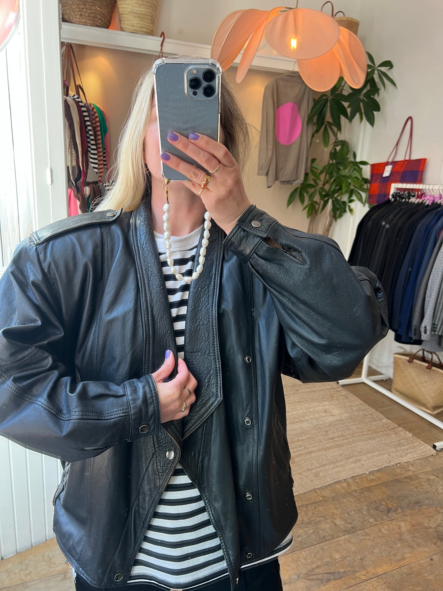 Vintage leren oversized jack