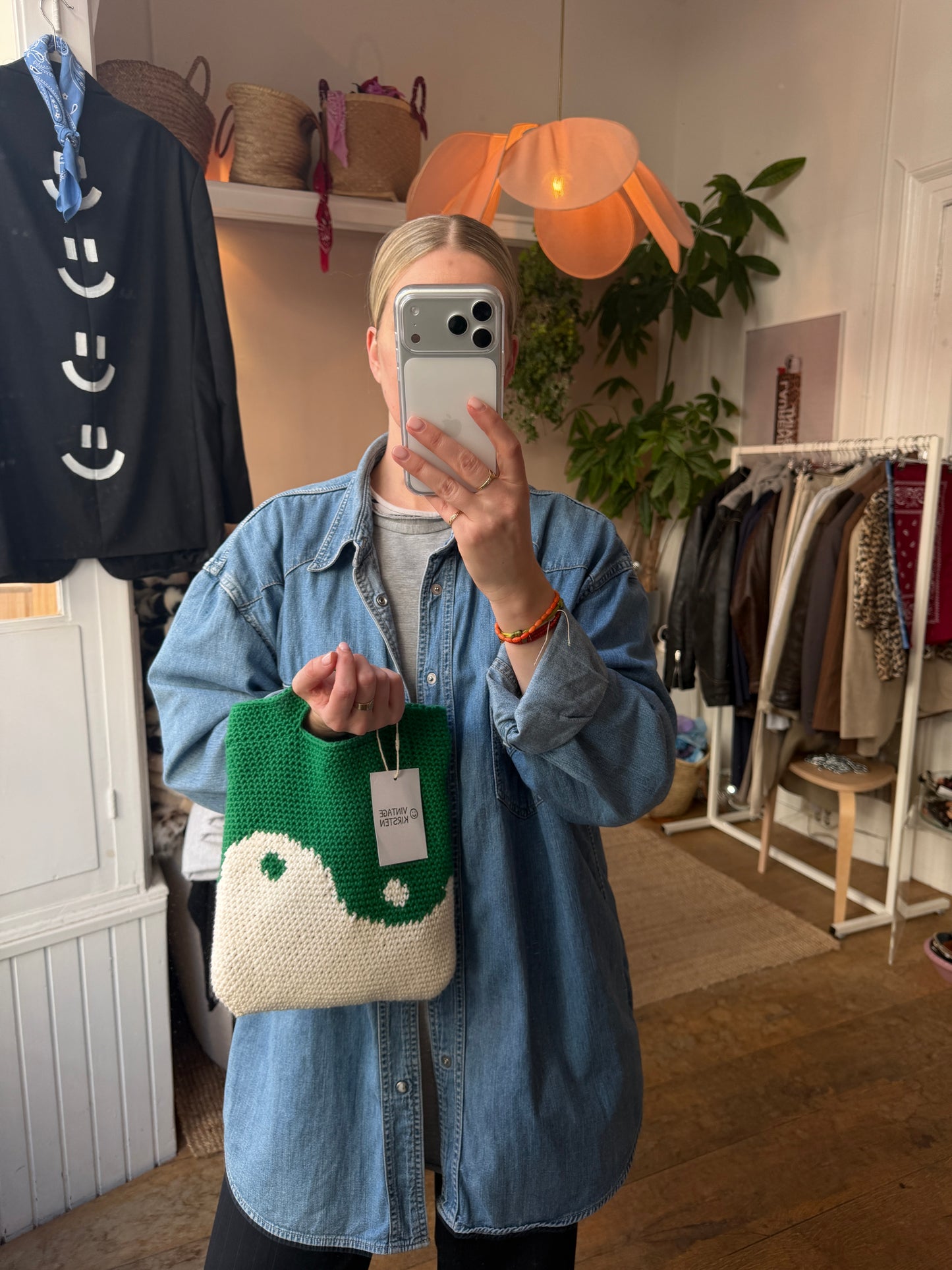 Handmade yin yang crochet bag