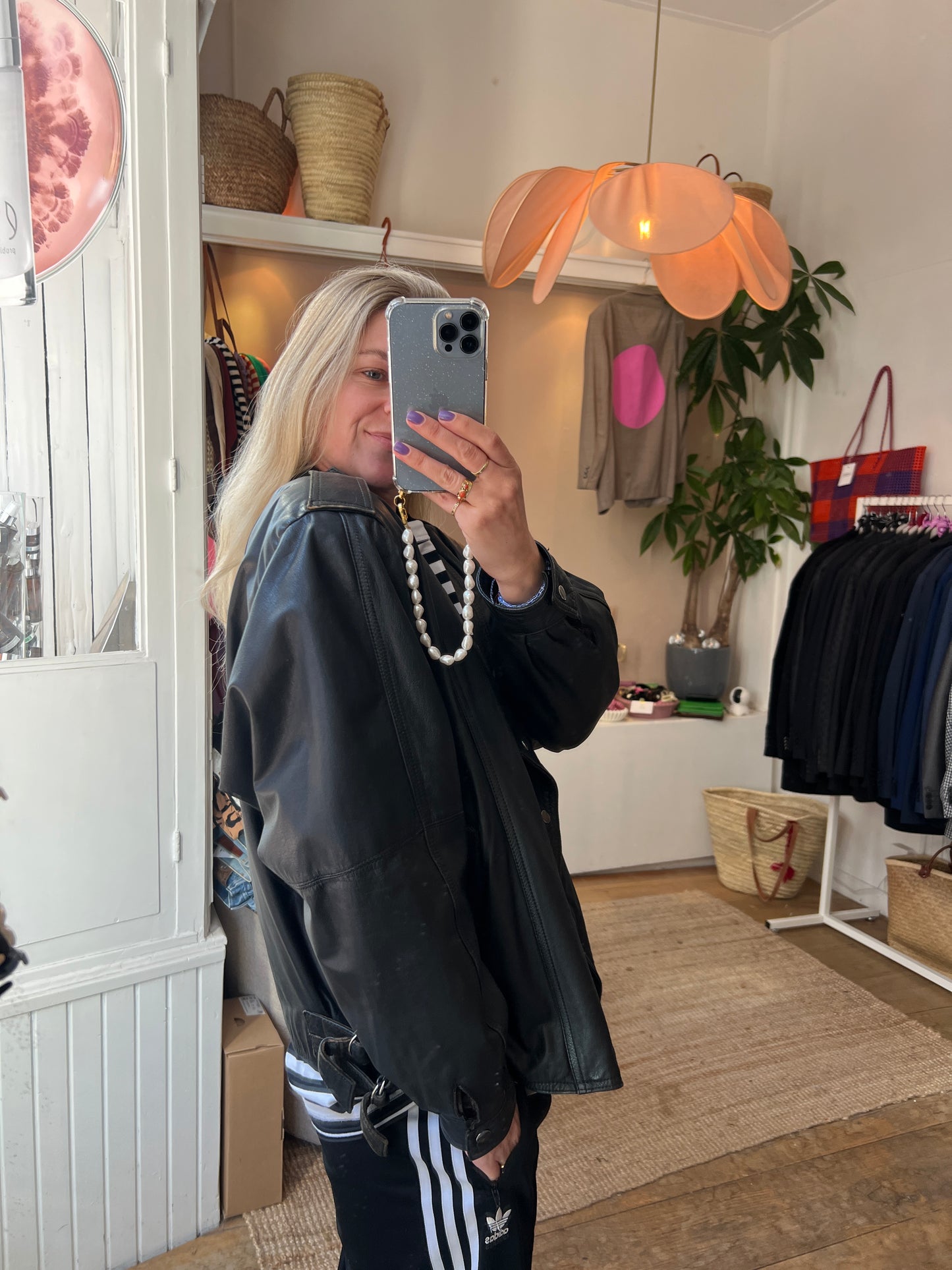 Vintage leren oversized jack