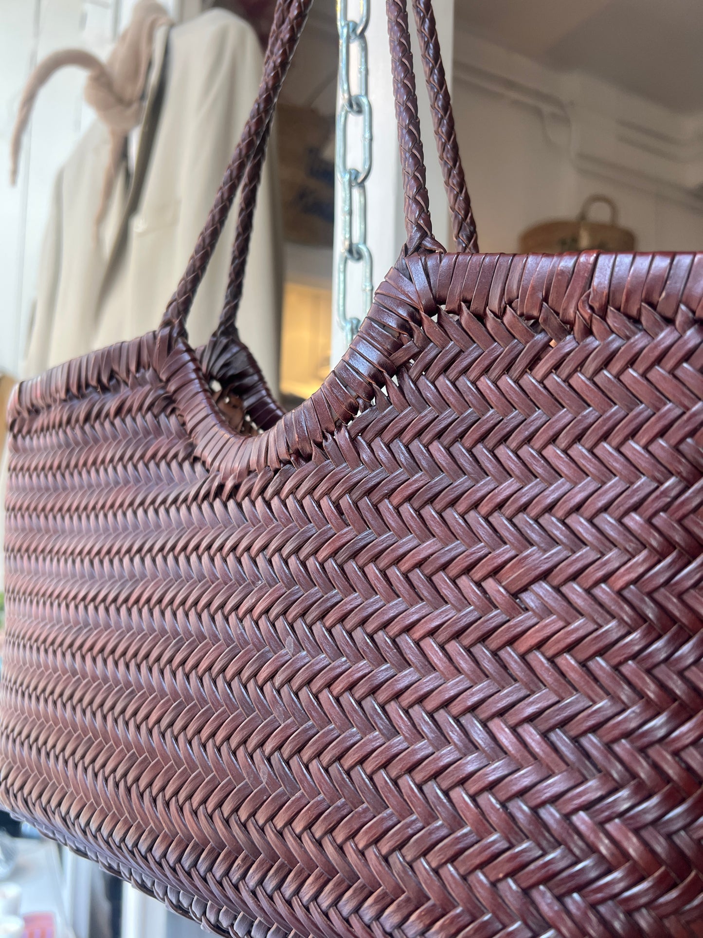 Leather woven bag