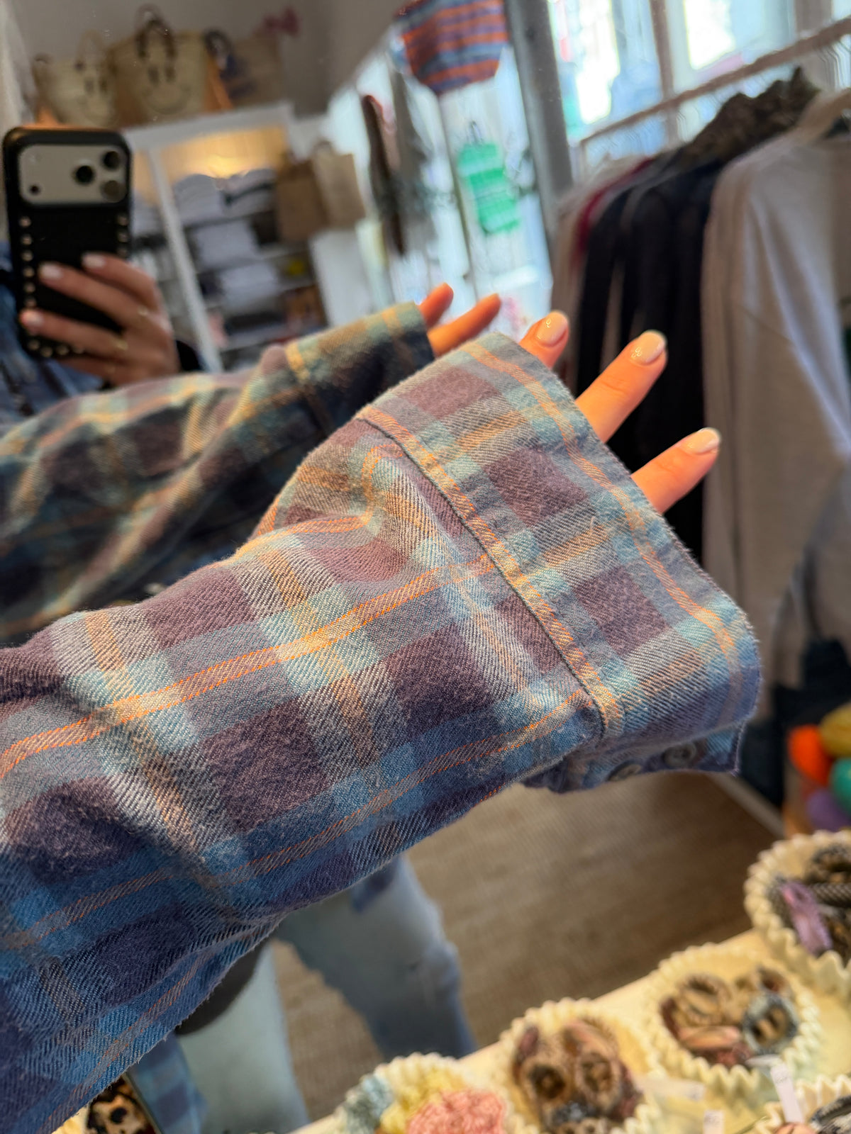 Vintage oversized flanel checked blouse