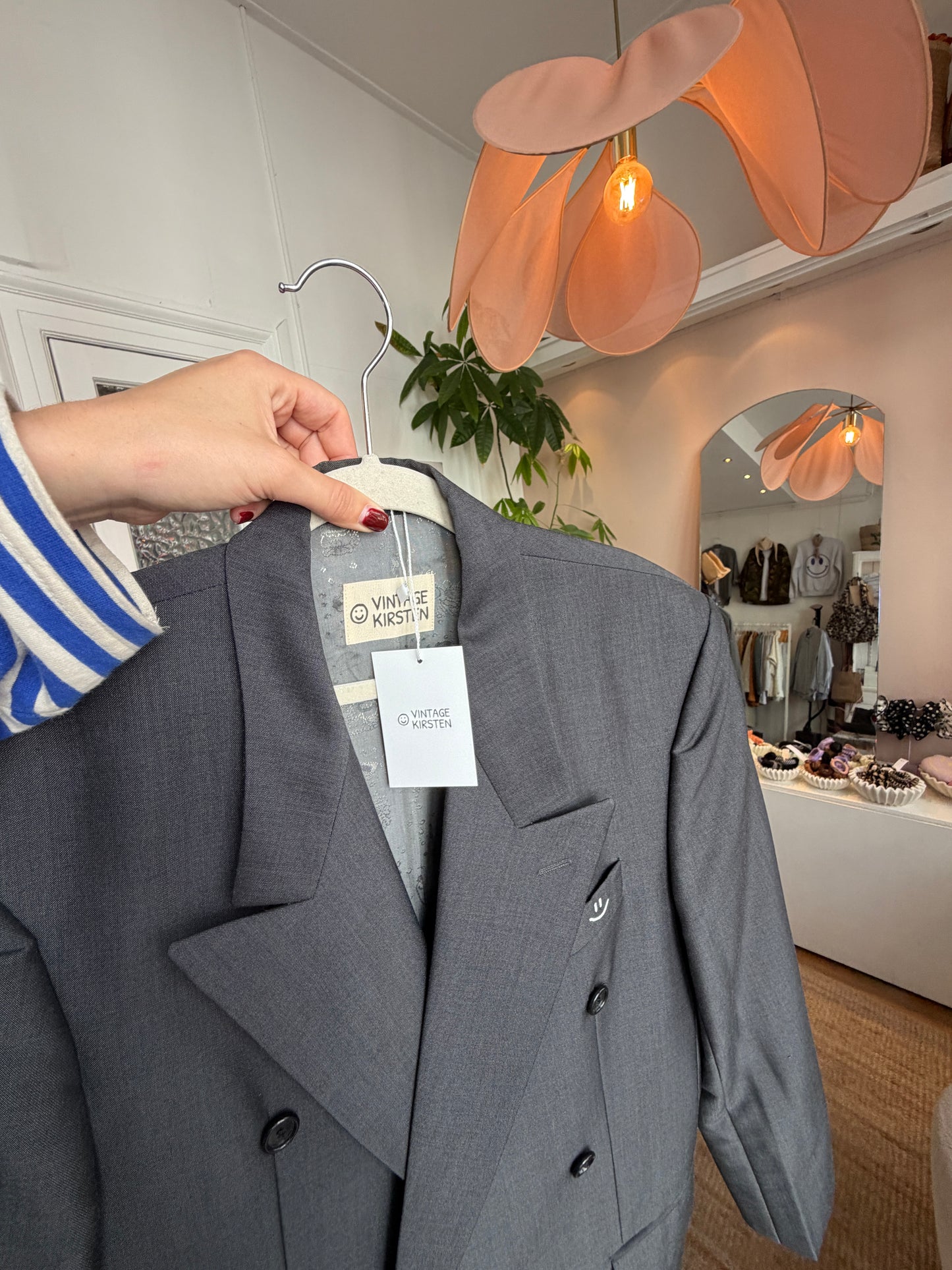 Vintage oversized double breasted dark grey blazer ◡̈