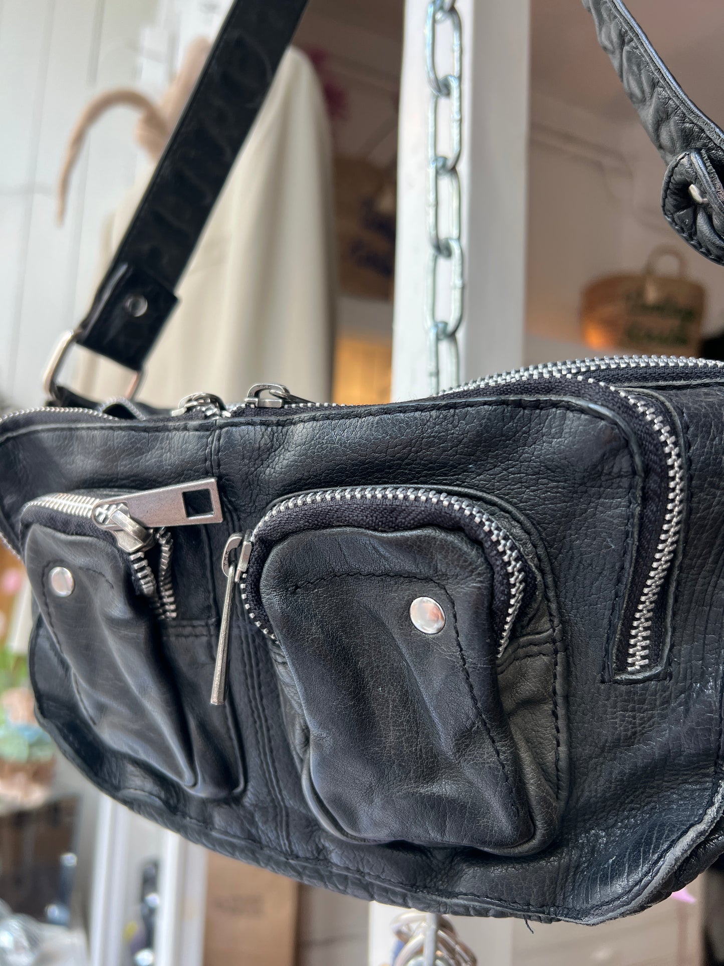 Leren nunoo bag zwart