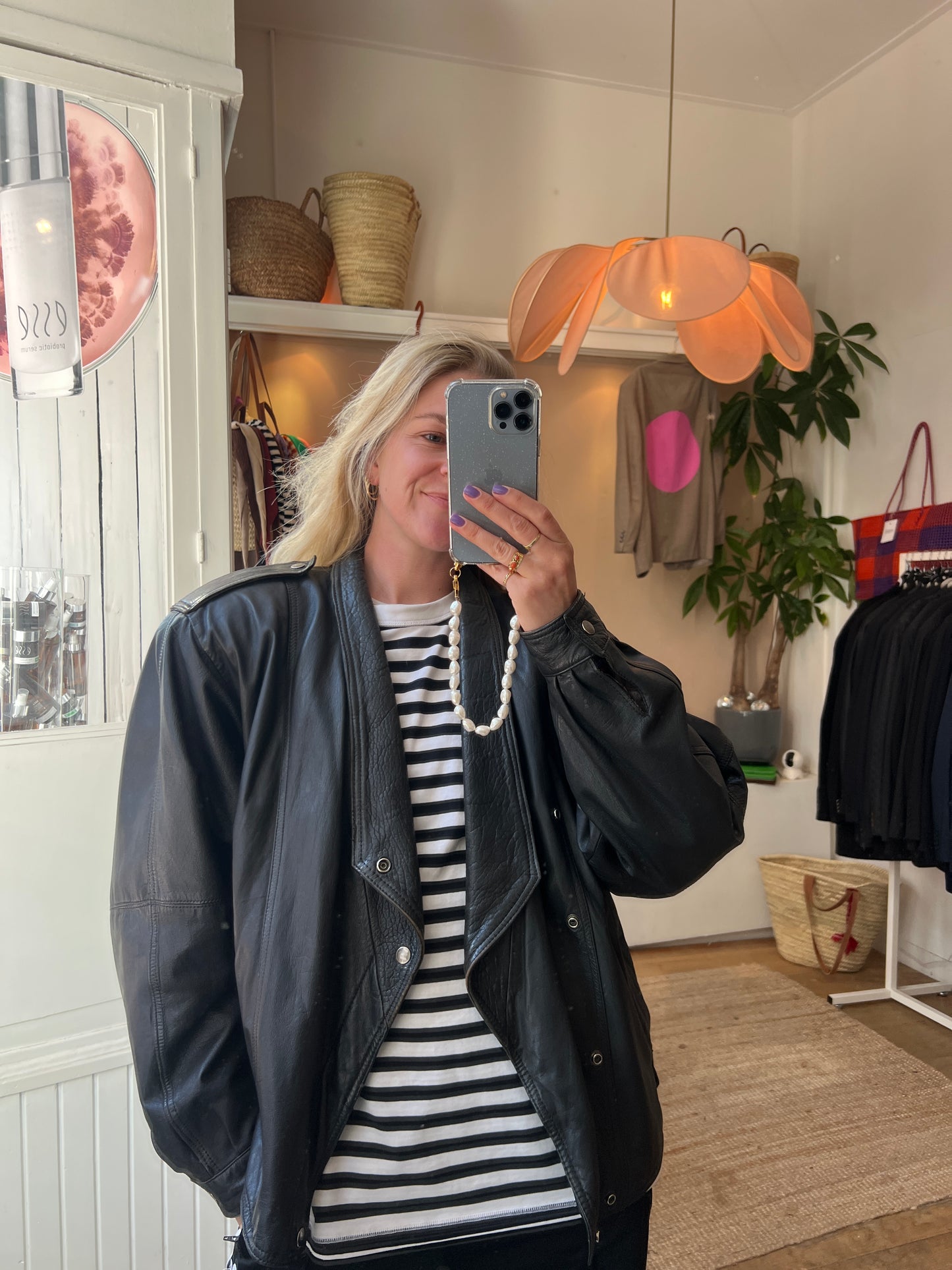 Vintage leren oversized jack