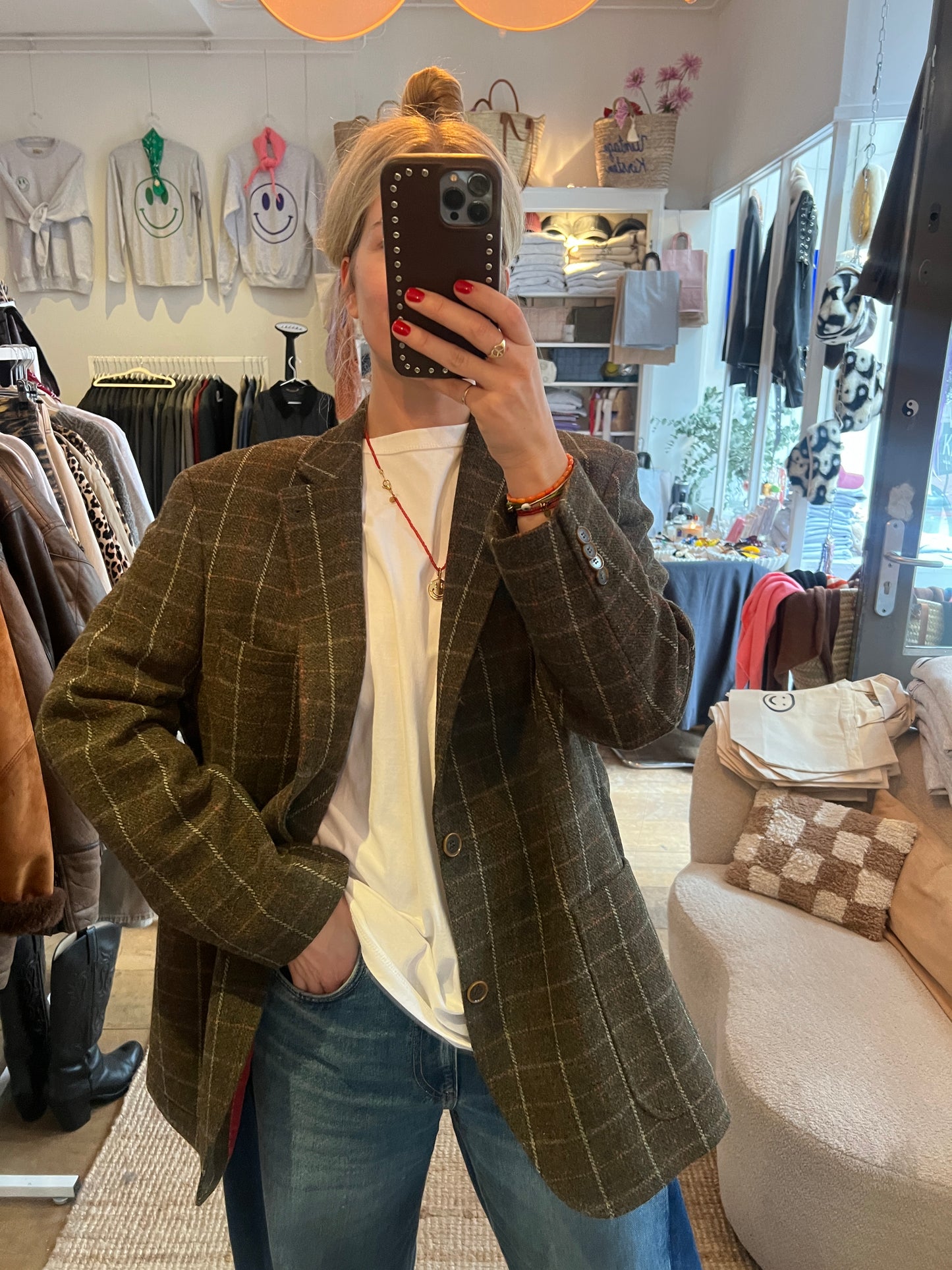 100% wollen vintage blazer groen