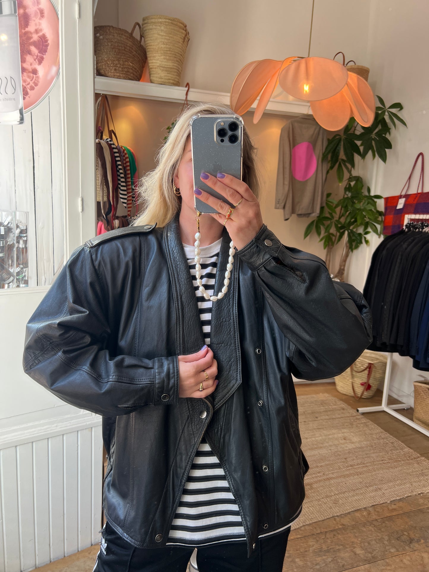 Vintage leren oversized jack