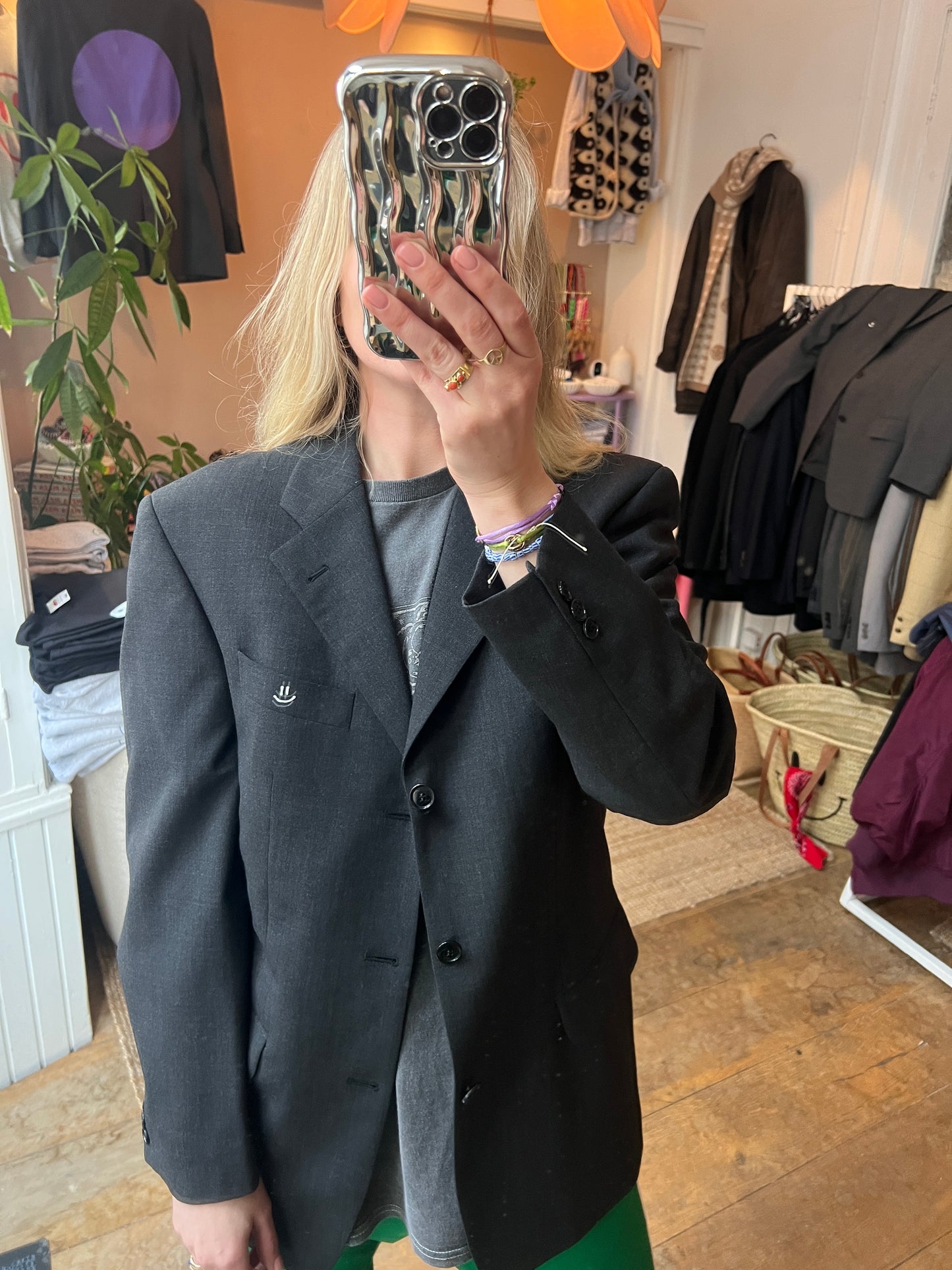 Getailleerde blazer donker grijs