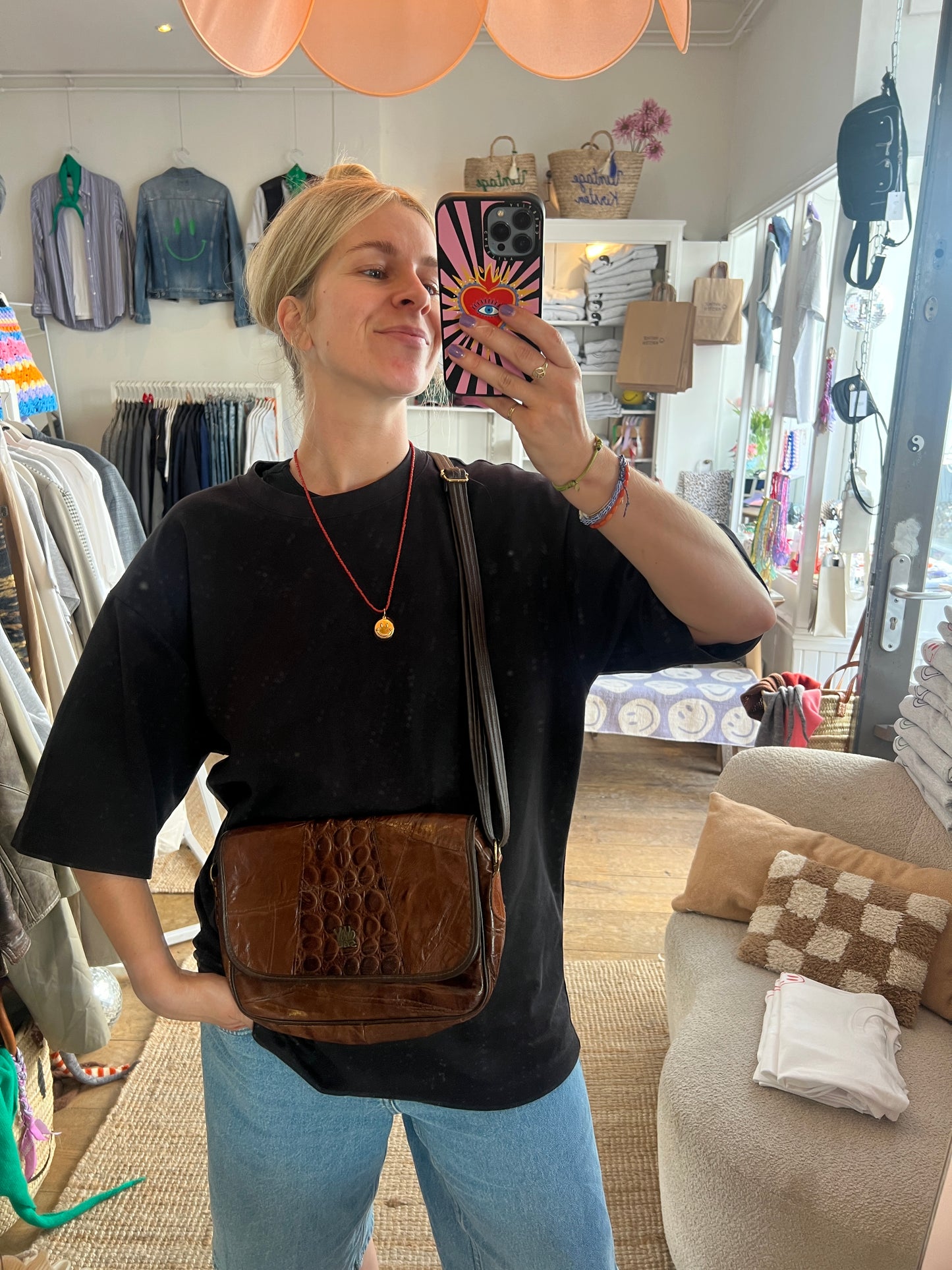 Leren crossbody bag
