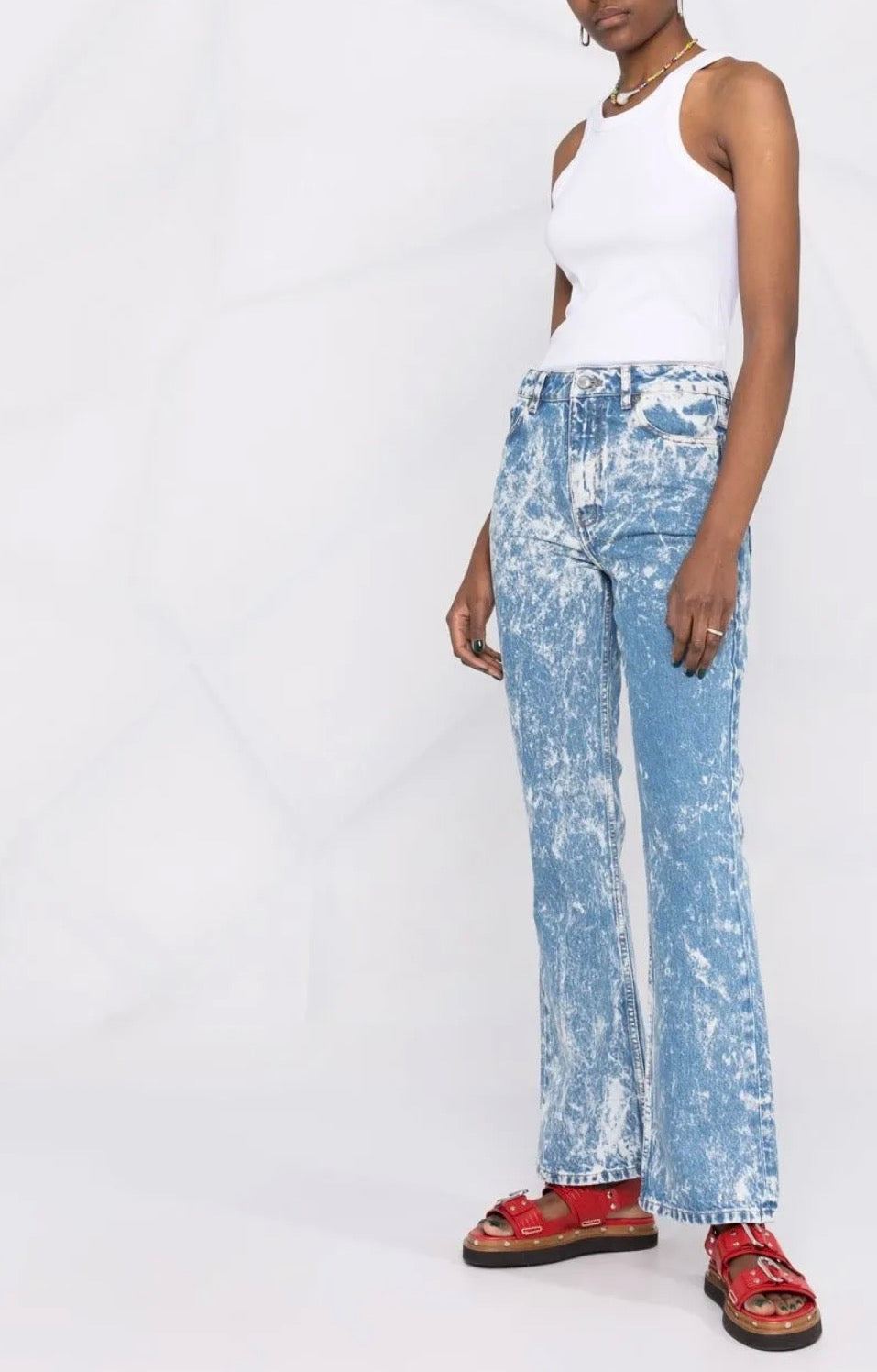 GANNI Betzy bleached cropped jeans