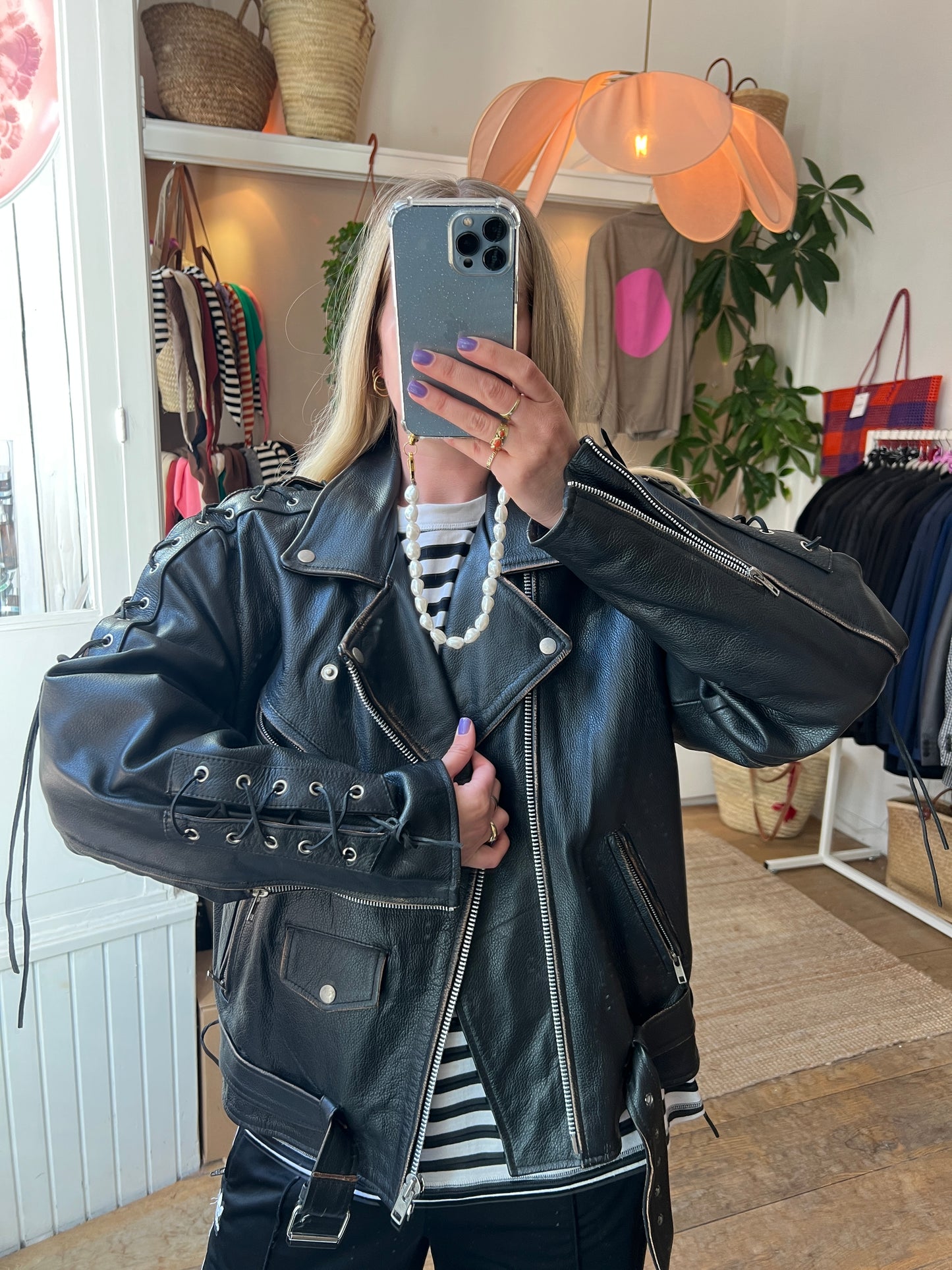 Vintage echt leren motorjack