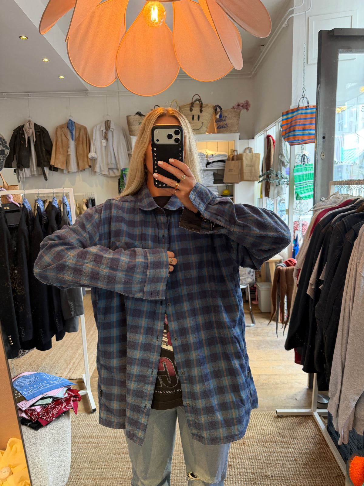 Vintage oversized flanel checked blouse