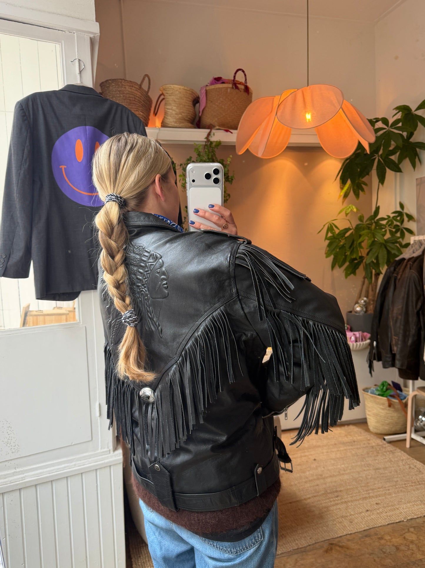Vintage oversized leather bikerjack