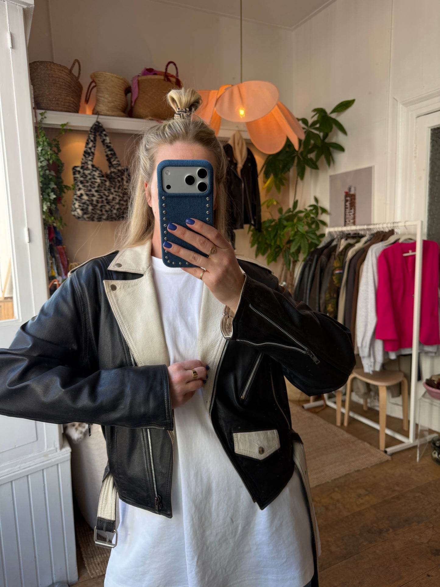 Vintage leren motorjack