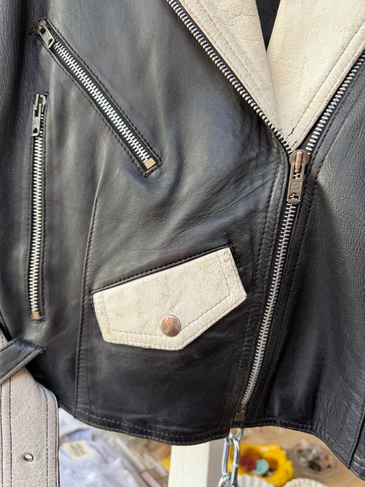 Vintage leren motorjack