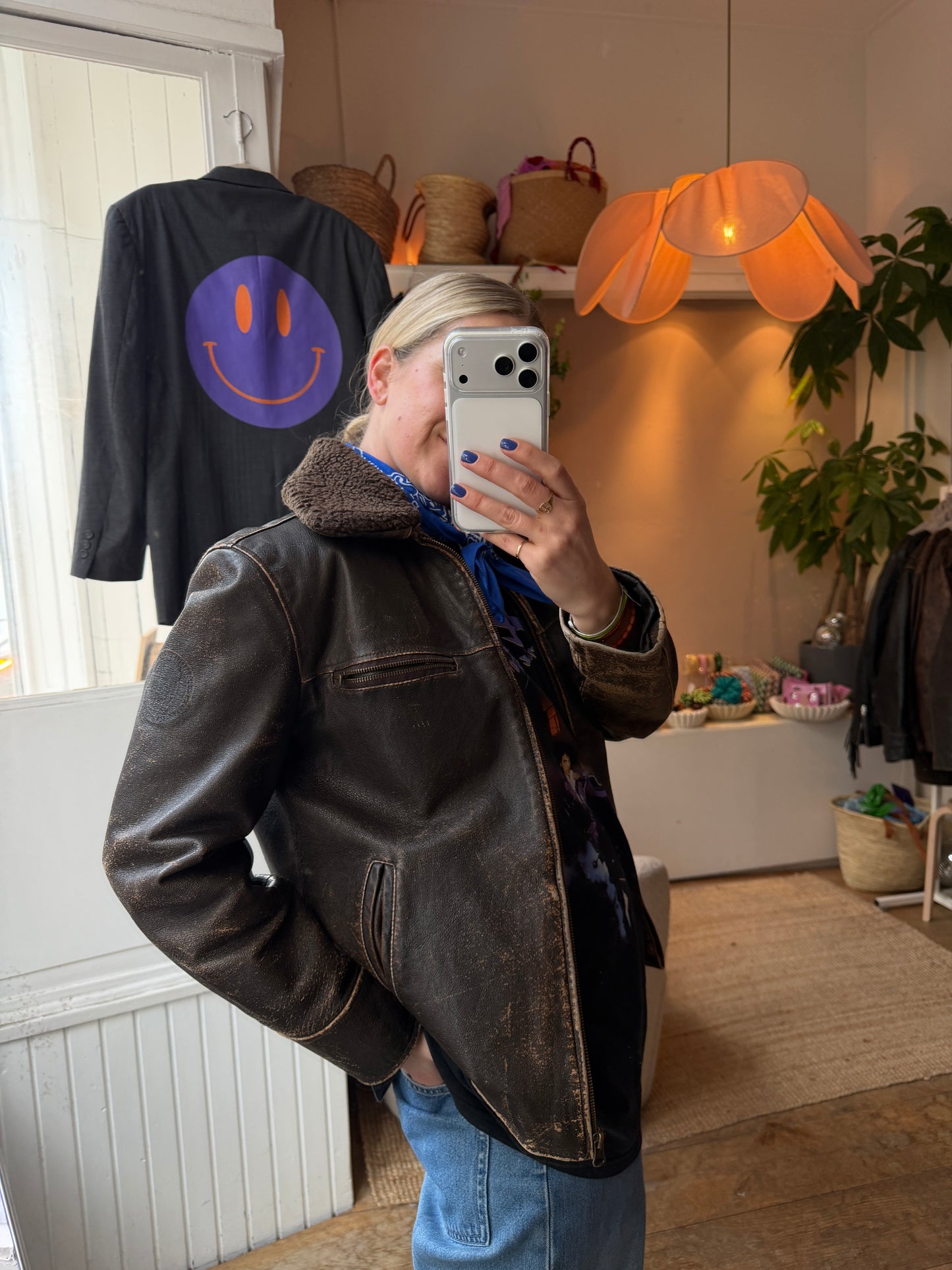 Vintage leren bomberjack