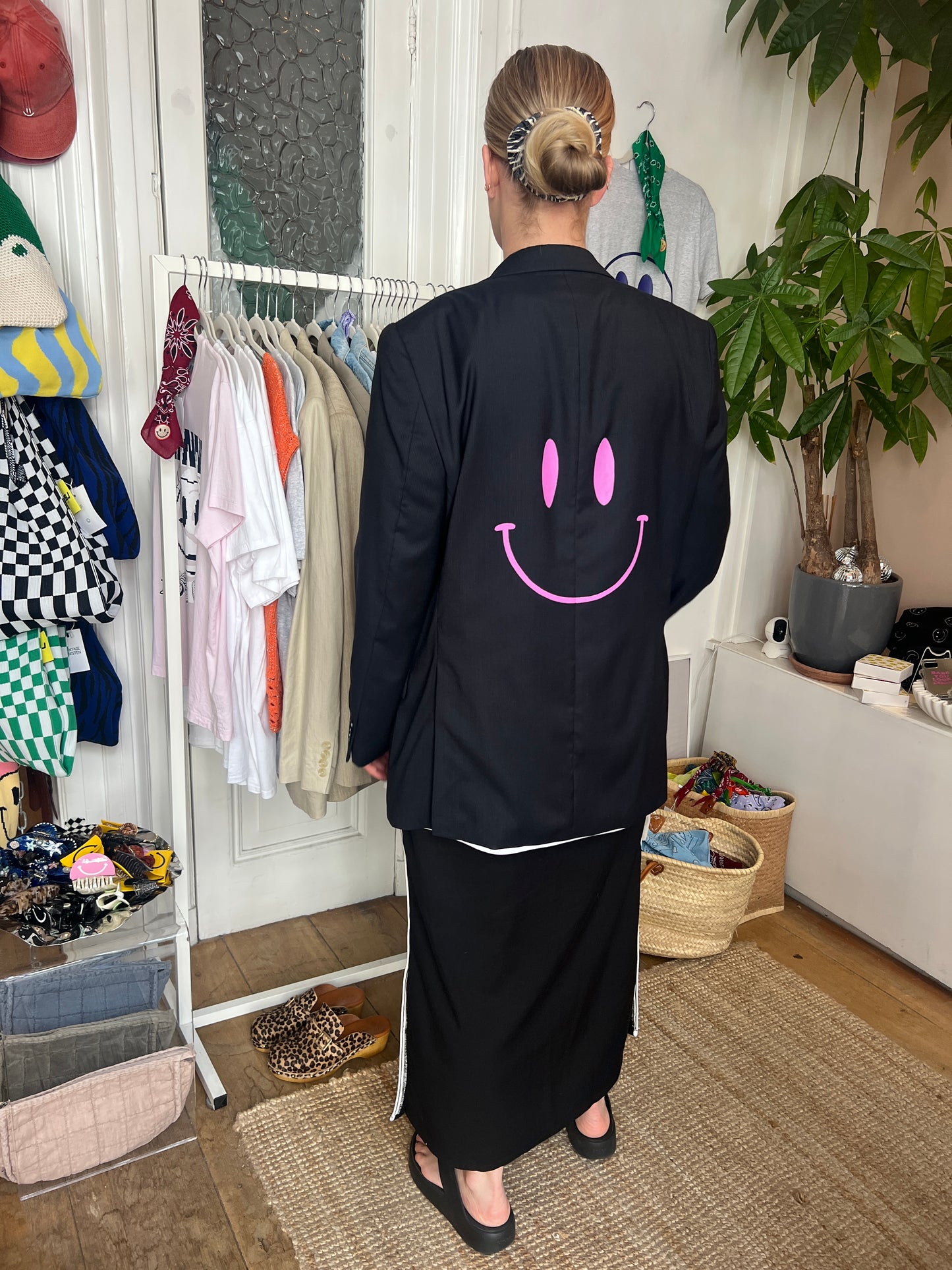 Vintage oversized smiley blazer roze