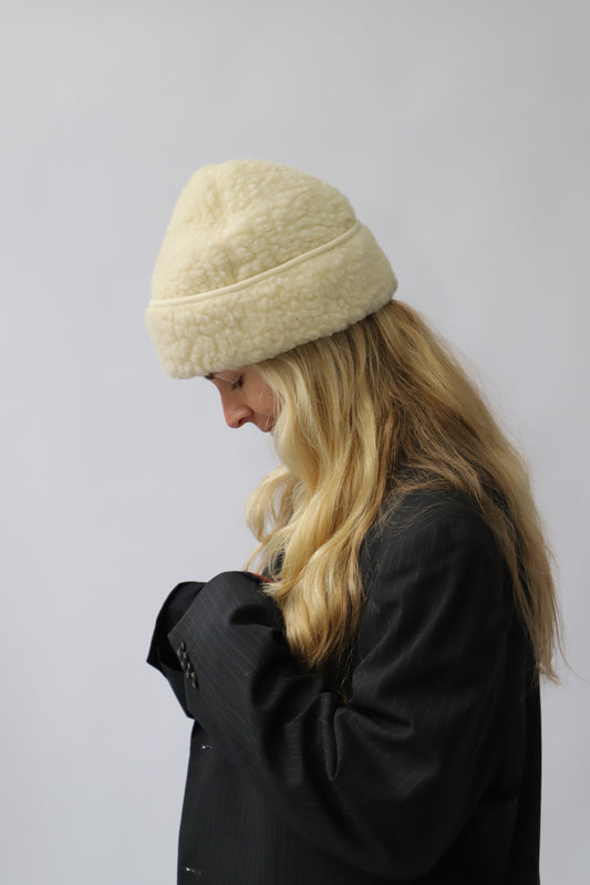 100% wollen muts creme