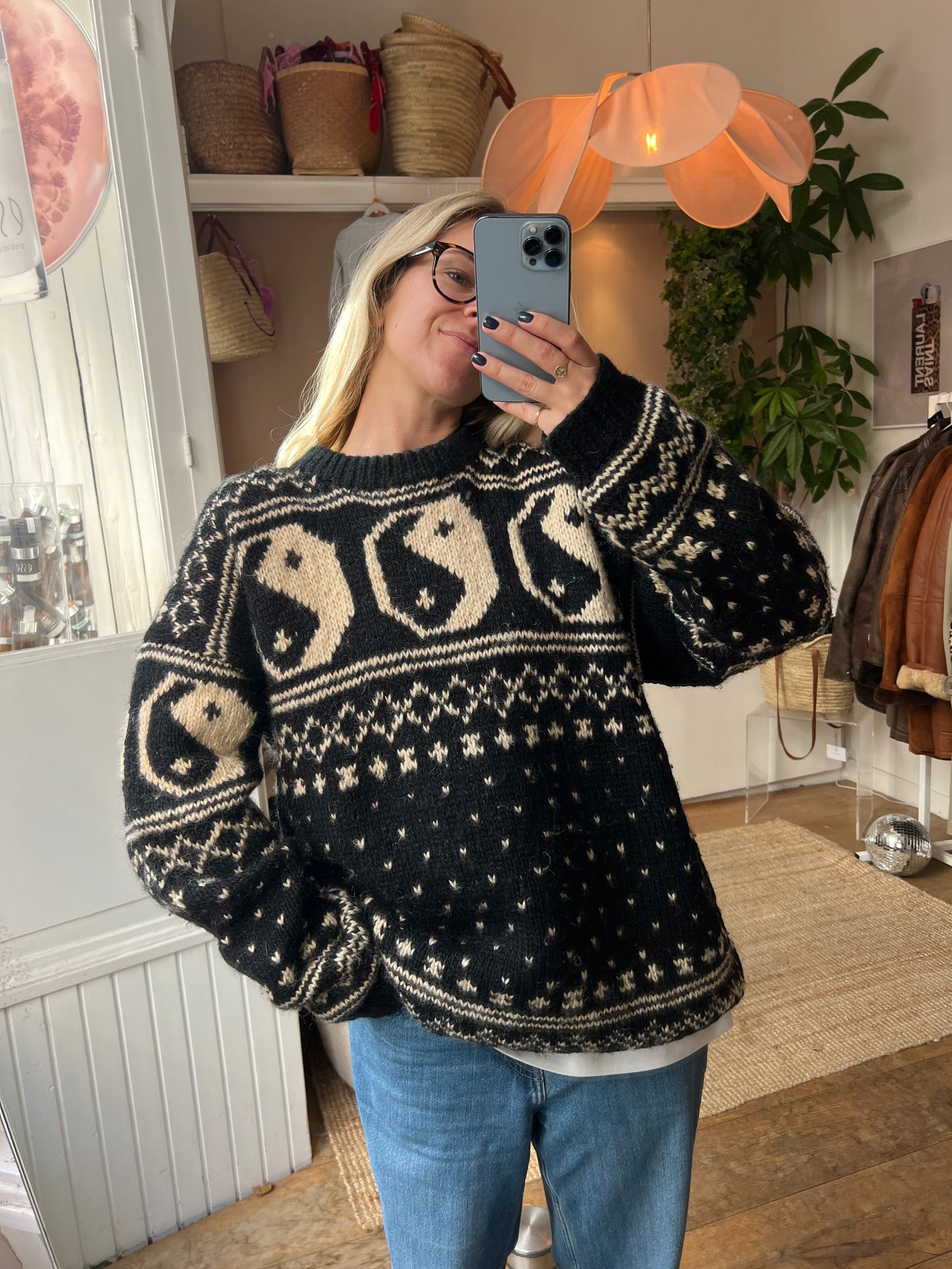 100% wollen yin yang trui