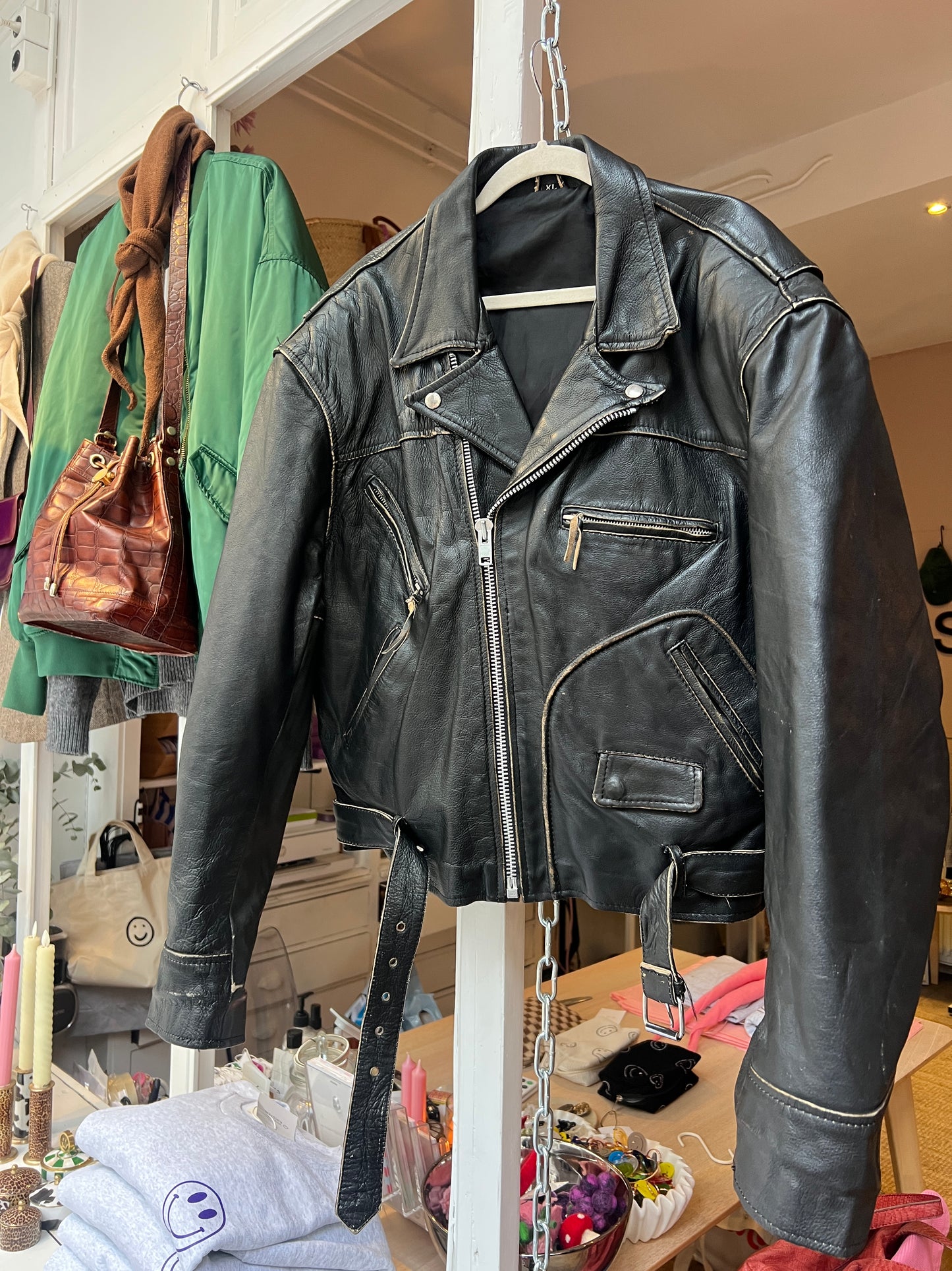 Leren vintage motorjack