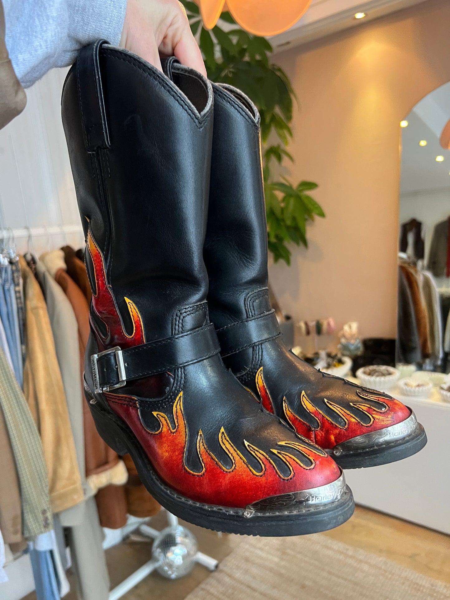 Harley Davidson flaming boots
