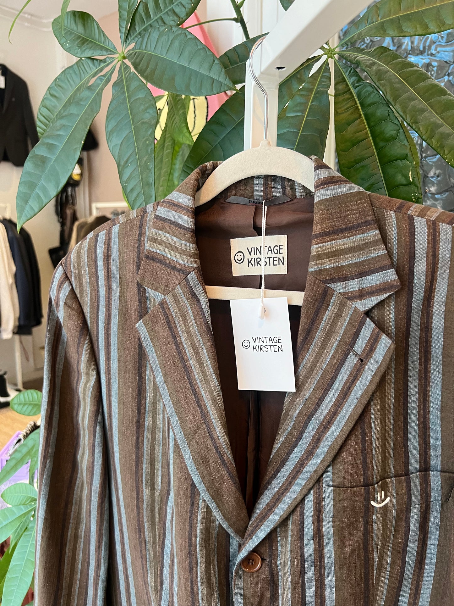 Oversized vintage blazer linnen bruin