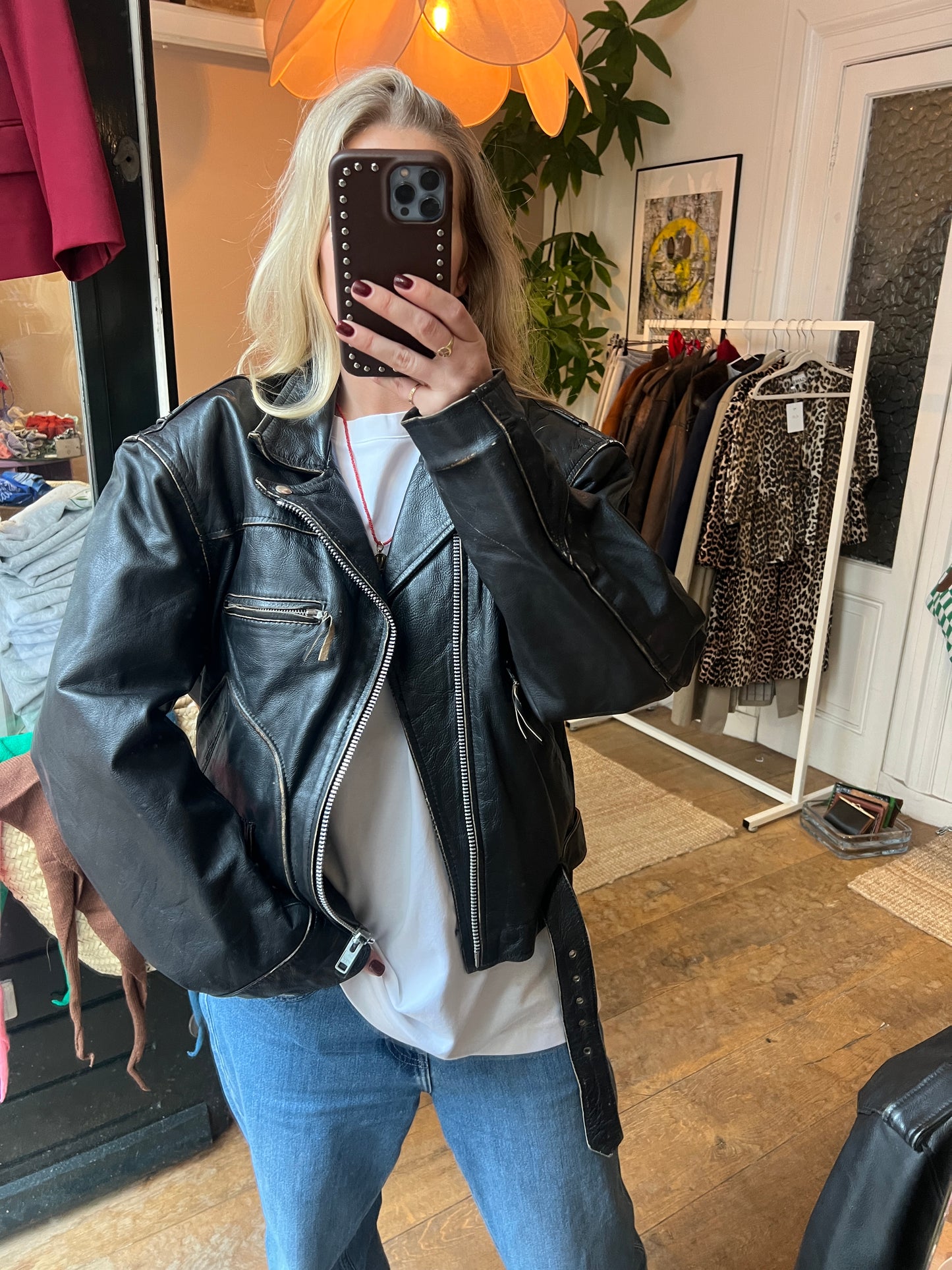 Leren vintage motorjack