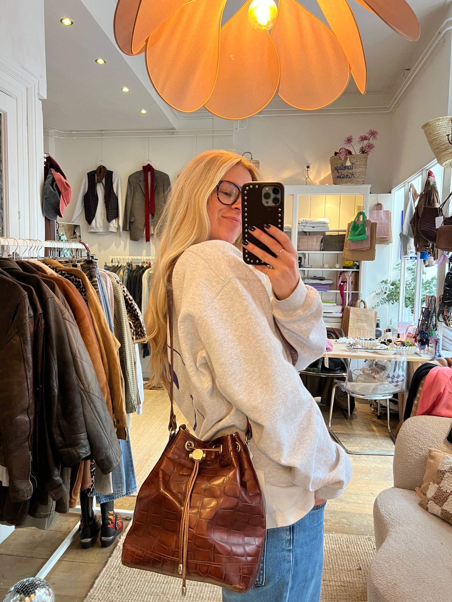 Leren bucket buideltas crossbody tas