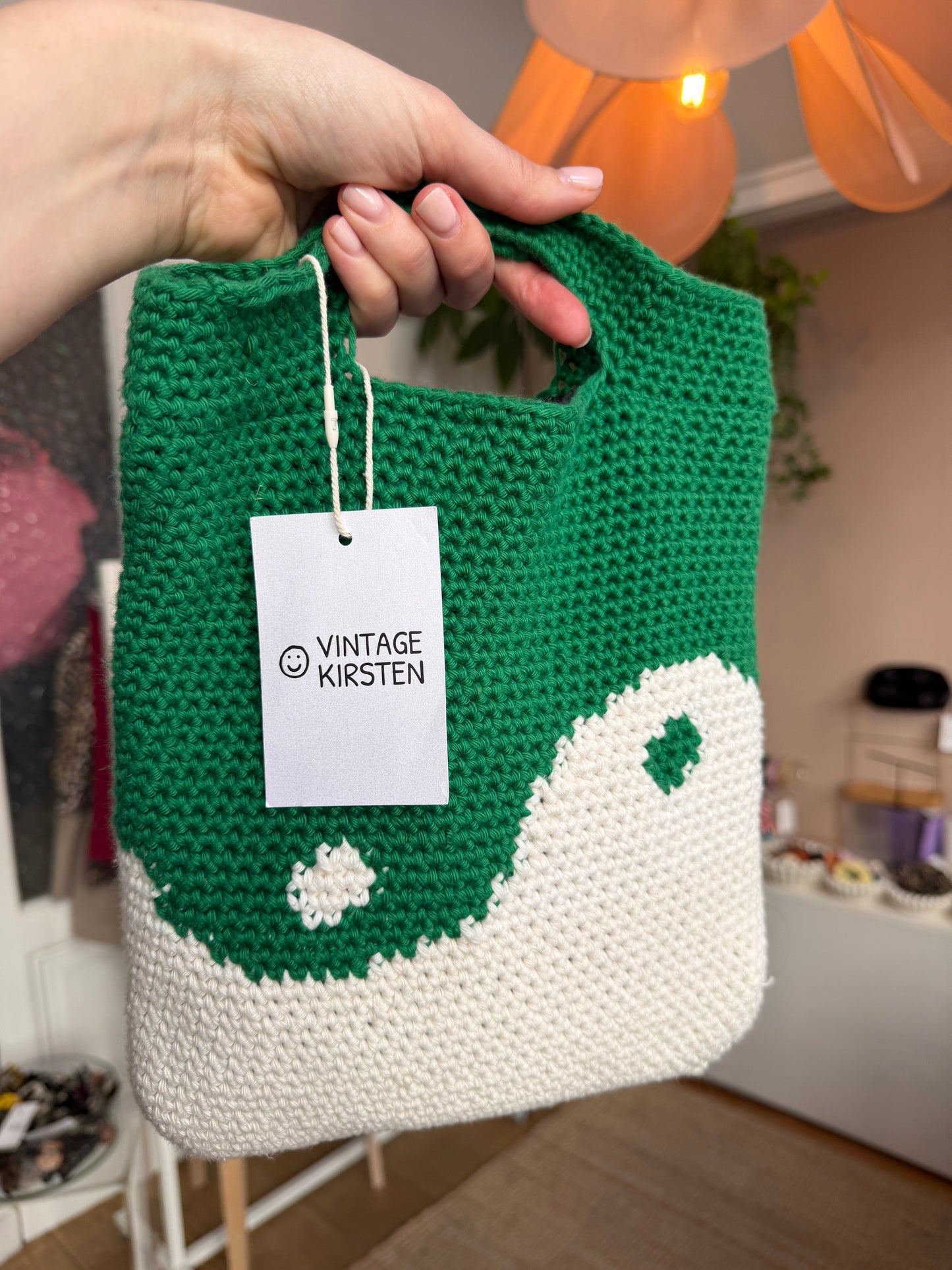 Handmade yin yang crochet bag