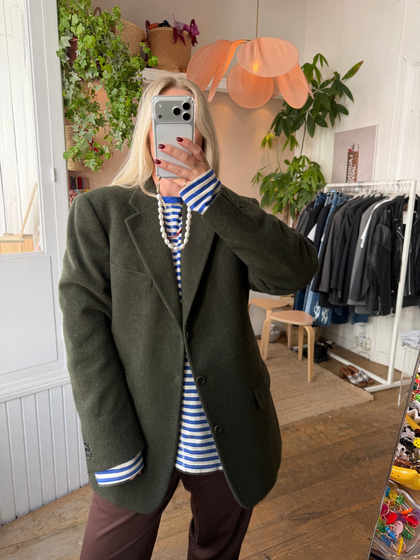 Vintage oversized wol/cashmere green blazer