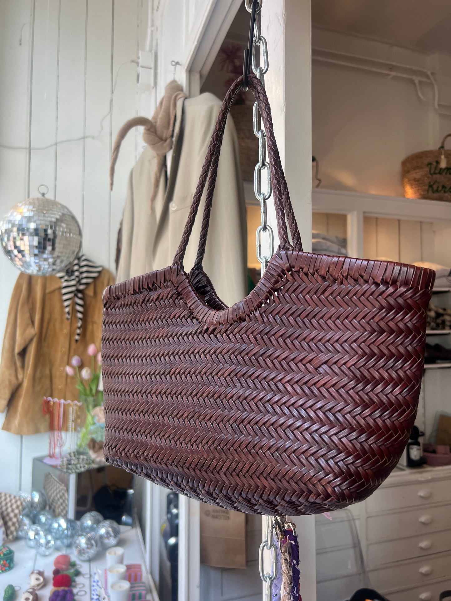 Leather woven bag