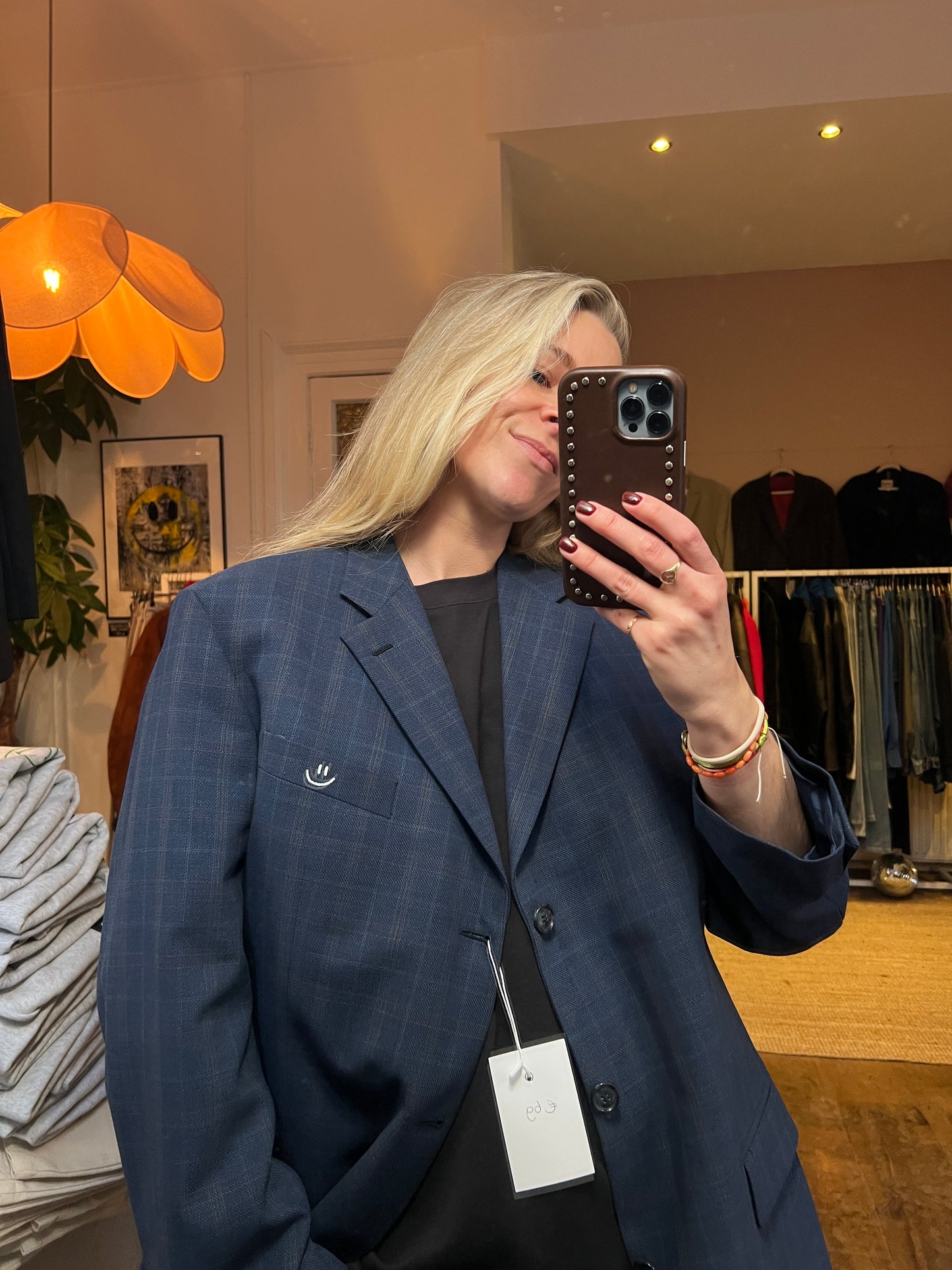 Oversized vintage blauwe blazer