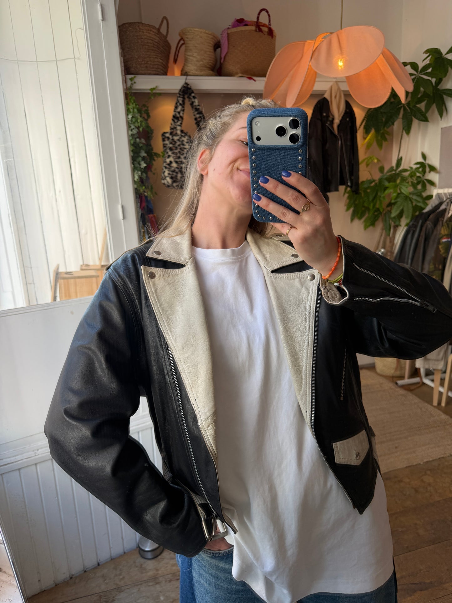 Vintage leren motorjack