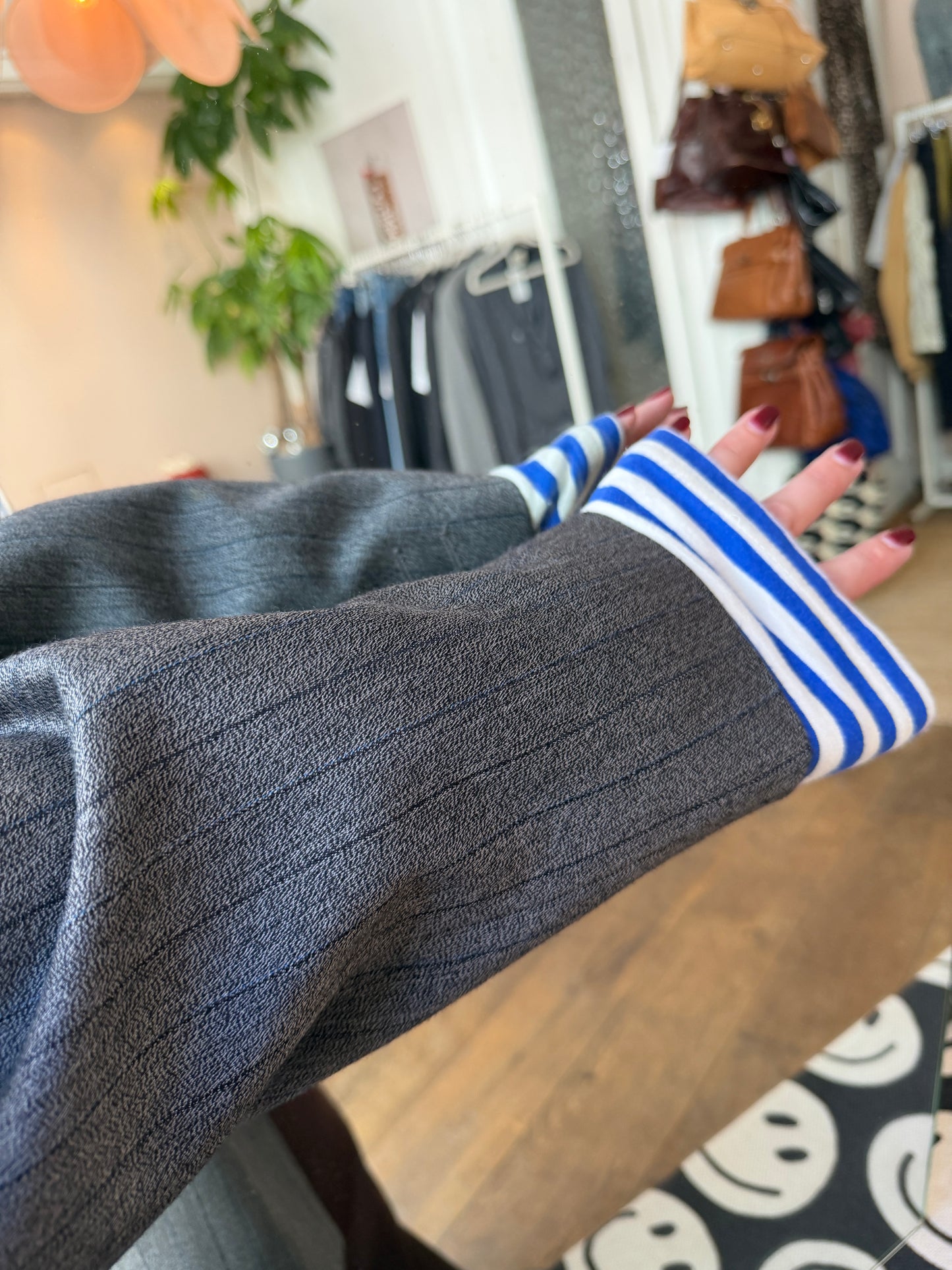 Vintage oversized double breasted striped grey blazer ◡̈