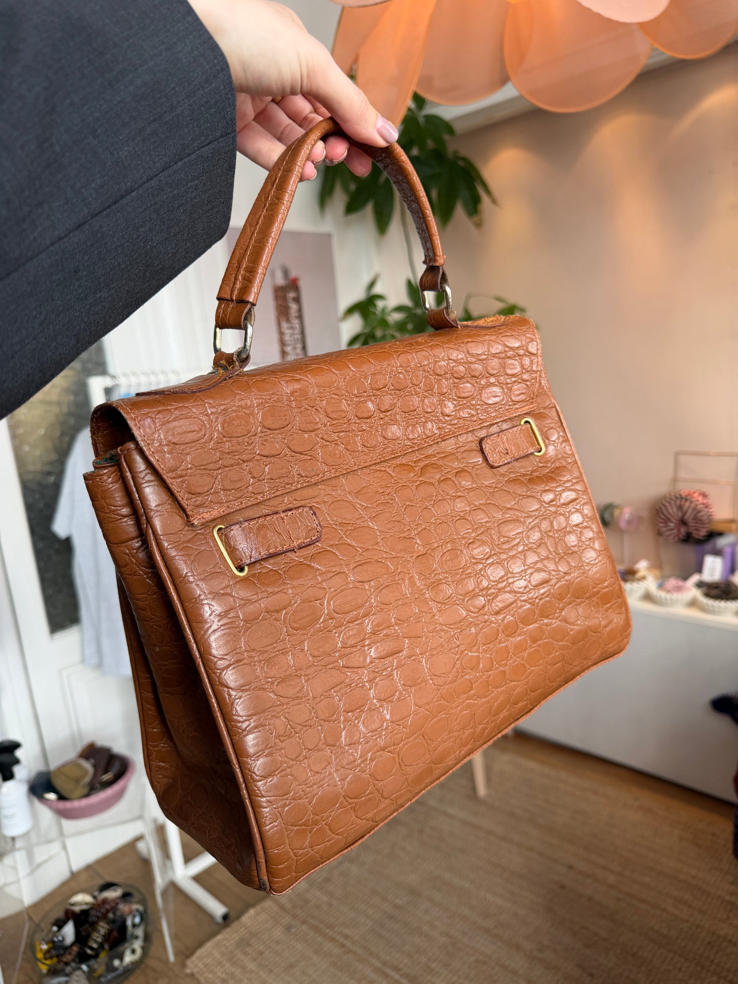 Vintage leren croco tas