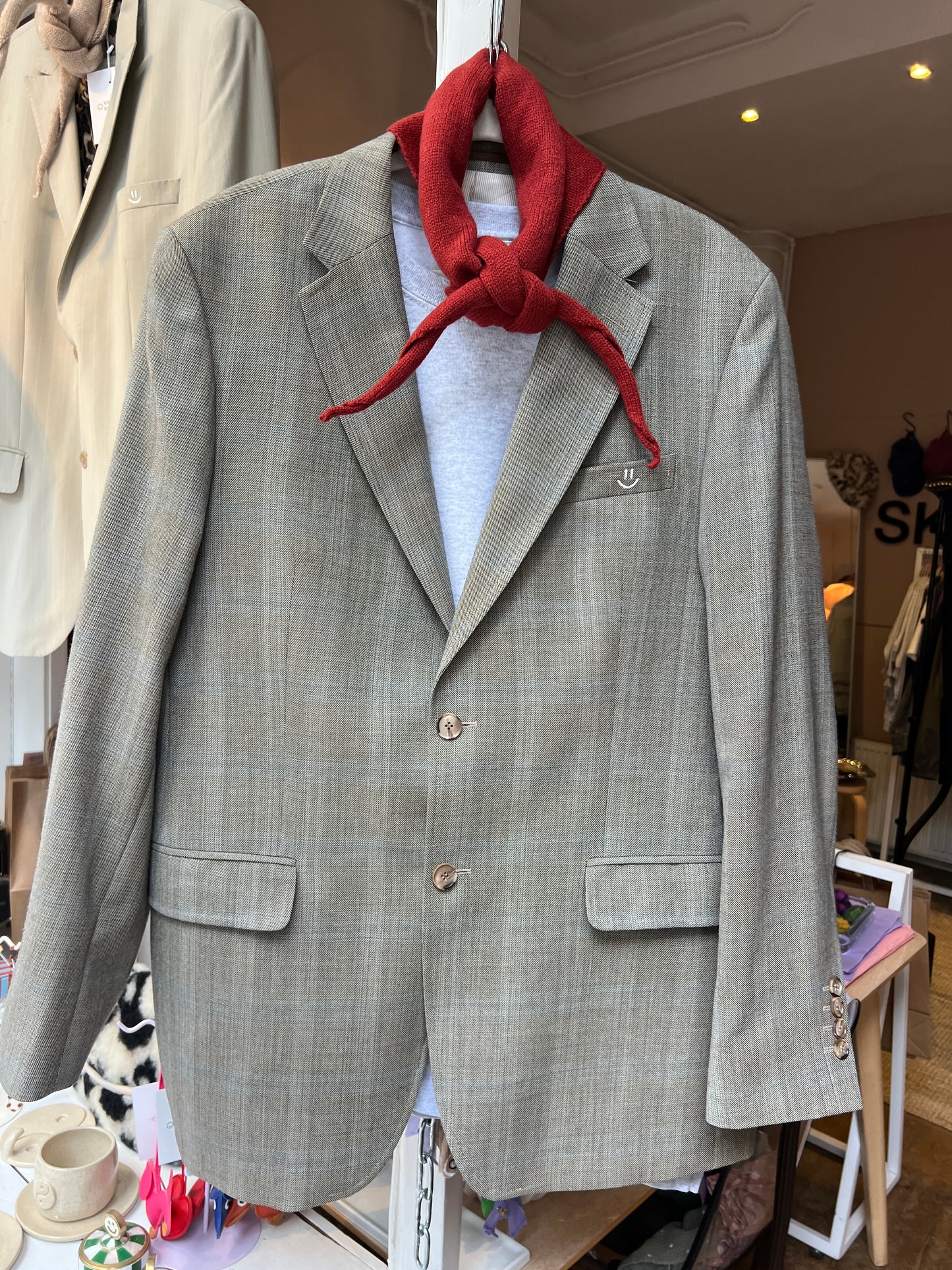 Vintage oversized blazer grijs/groen