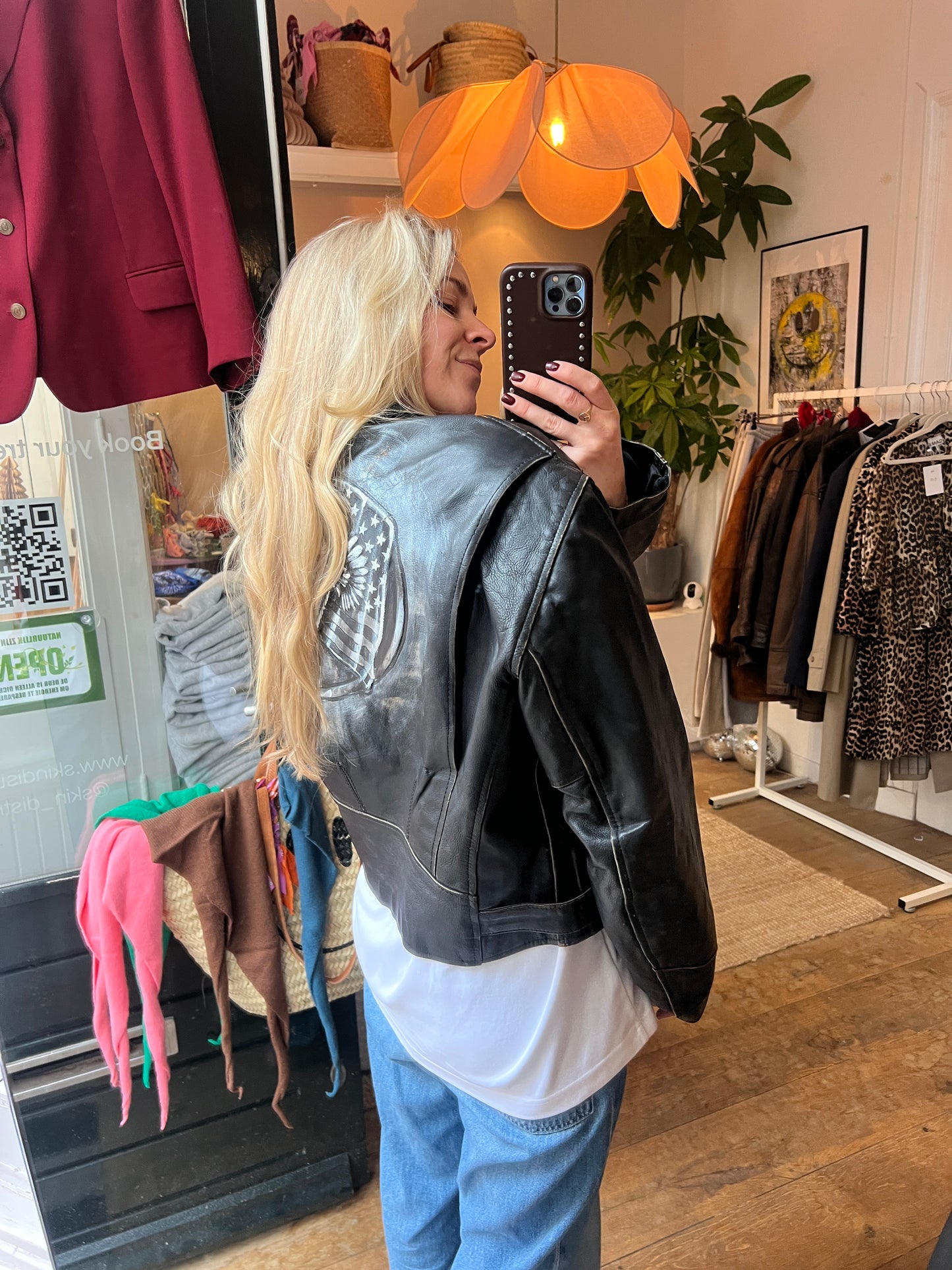 Leren vintage motorjack