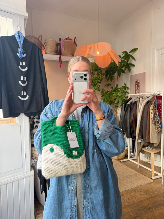 Handmade yin yang crochet bag