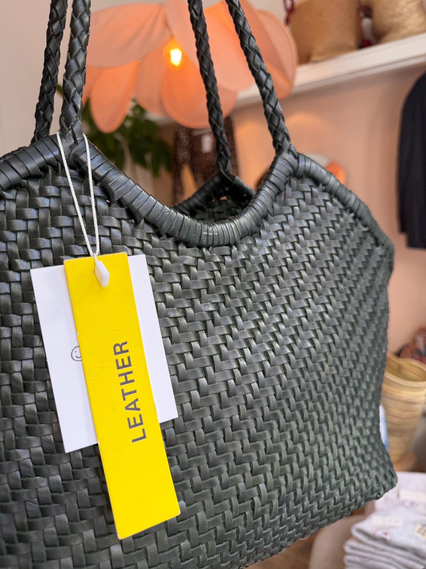 Leather woven bag