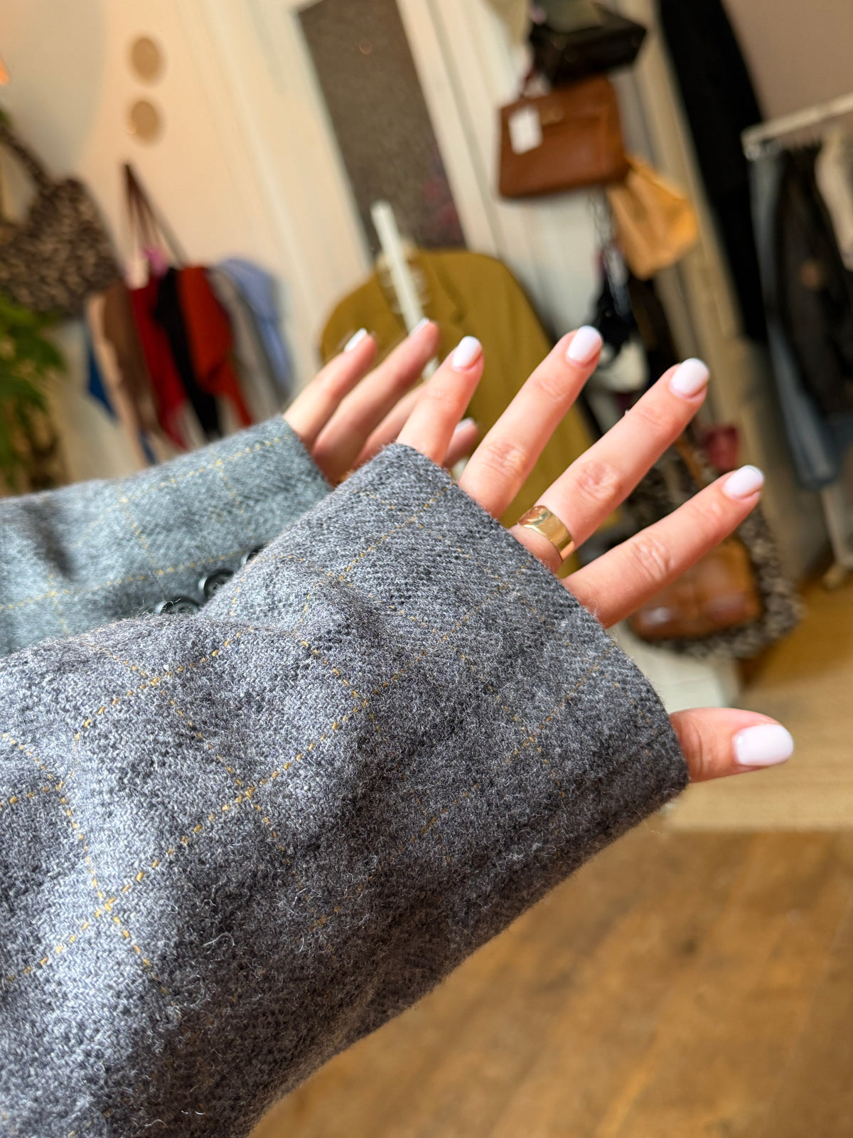 Vintage oversized striped grey wool blazer