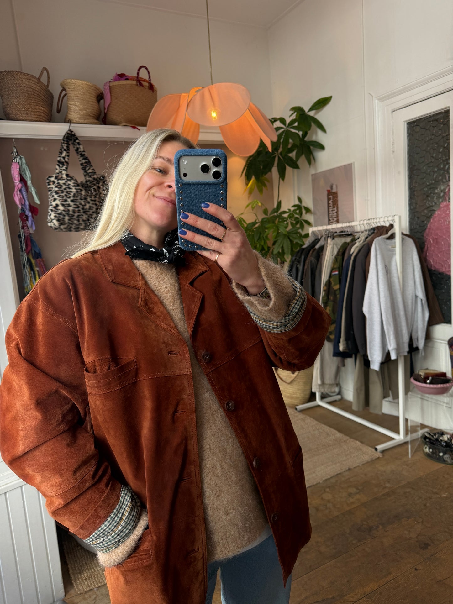 Vintage leren suède jack