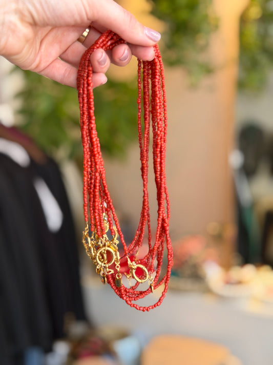 Vintage bloedkoraal ketting
