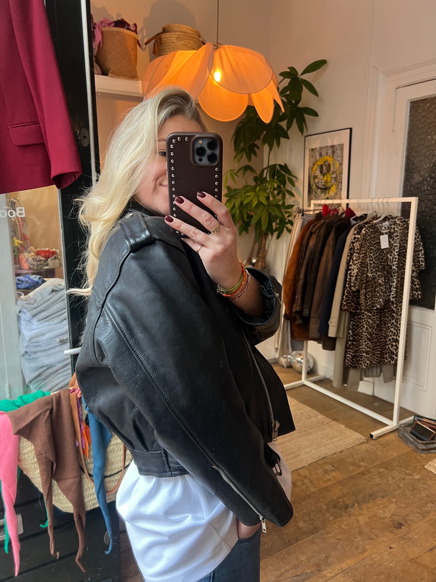 Vintage leather bikerjack