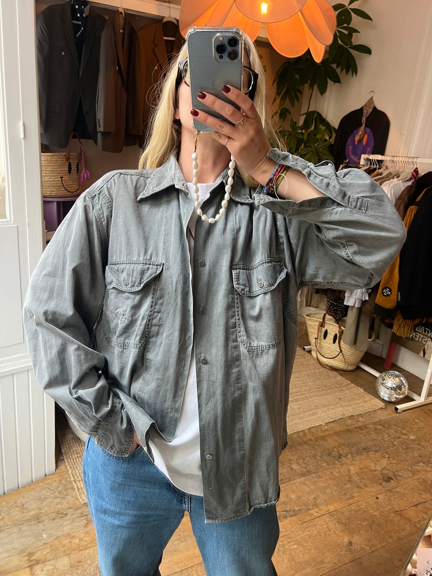 Denim grijze Levi’s blouse