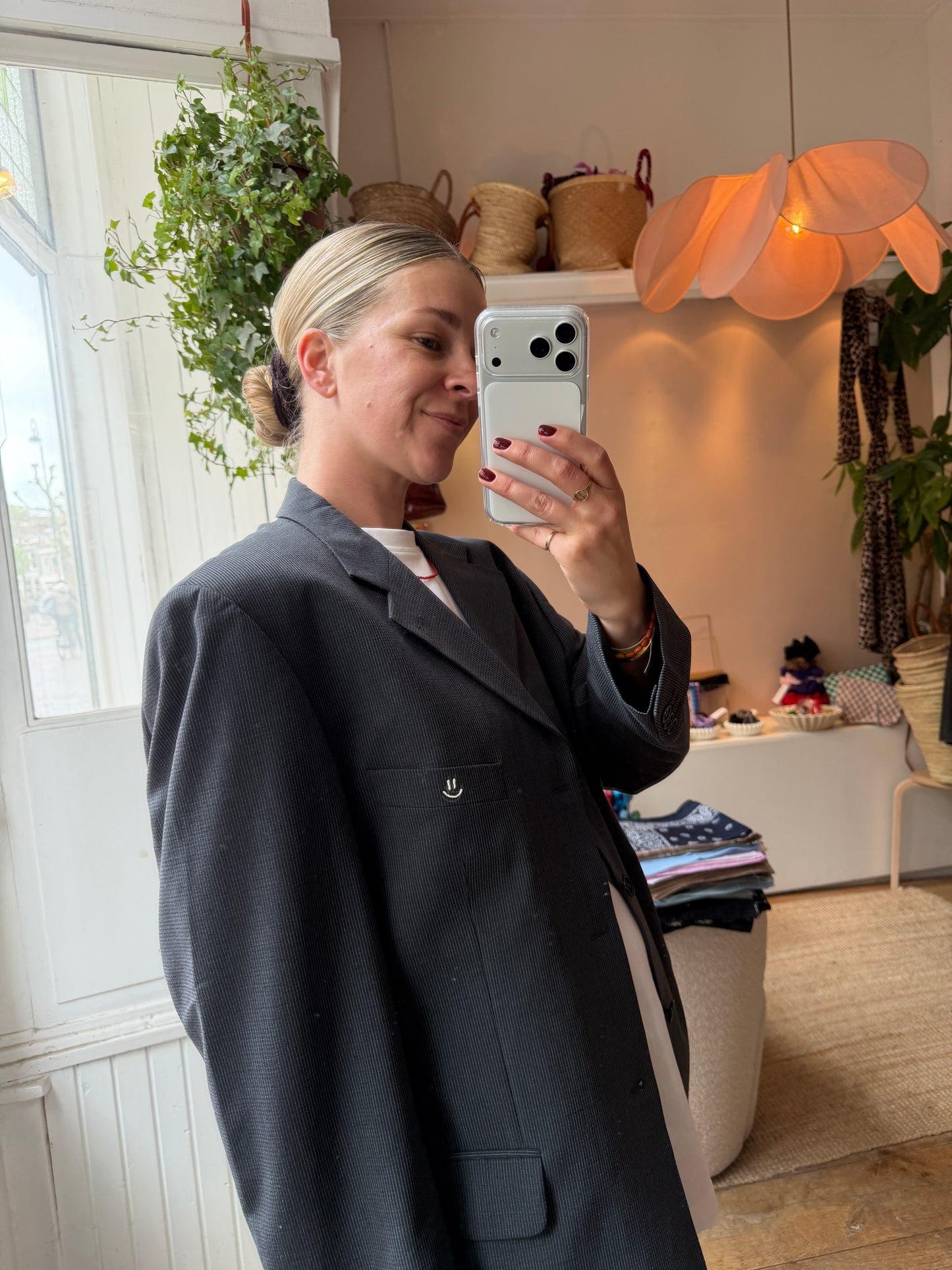 Vintage oversized grey stripe blazer ◡̈