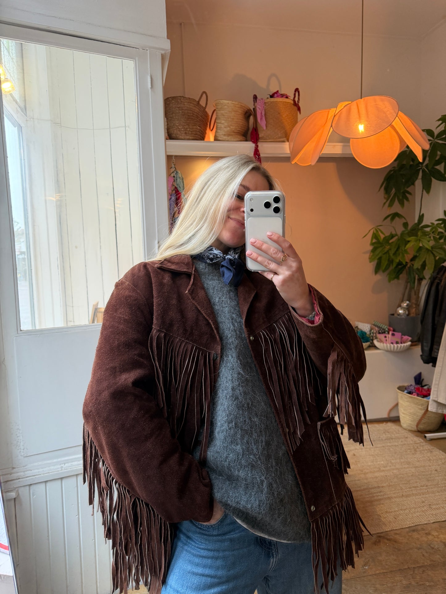 Vintage fringe suede jack