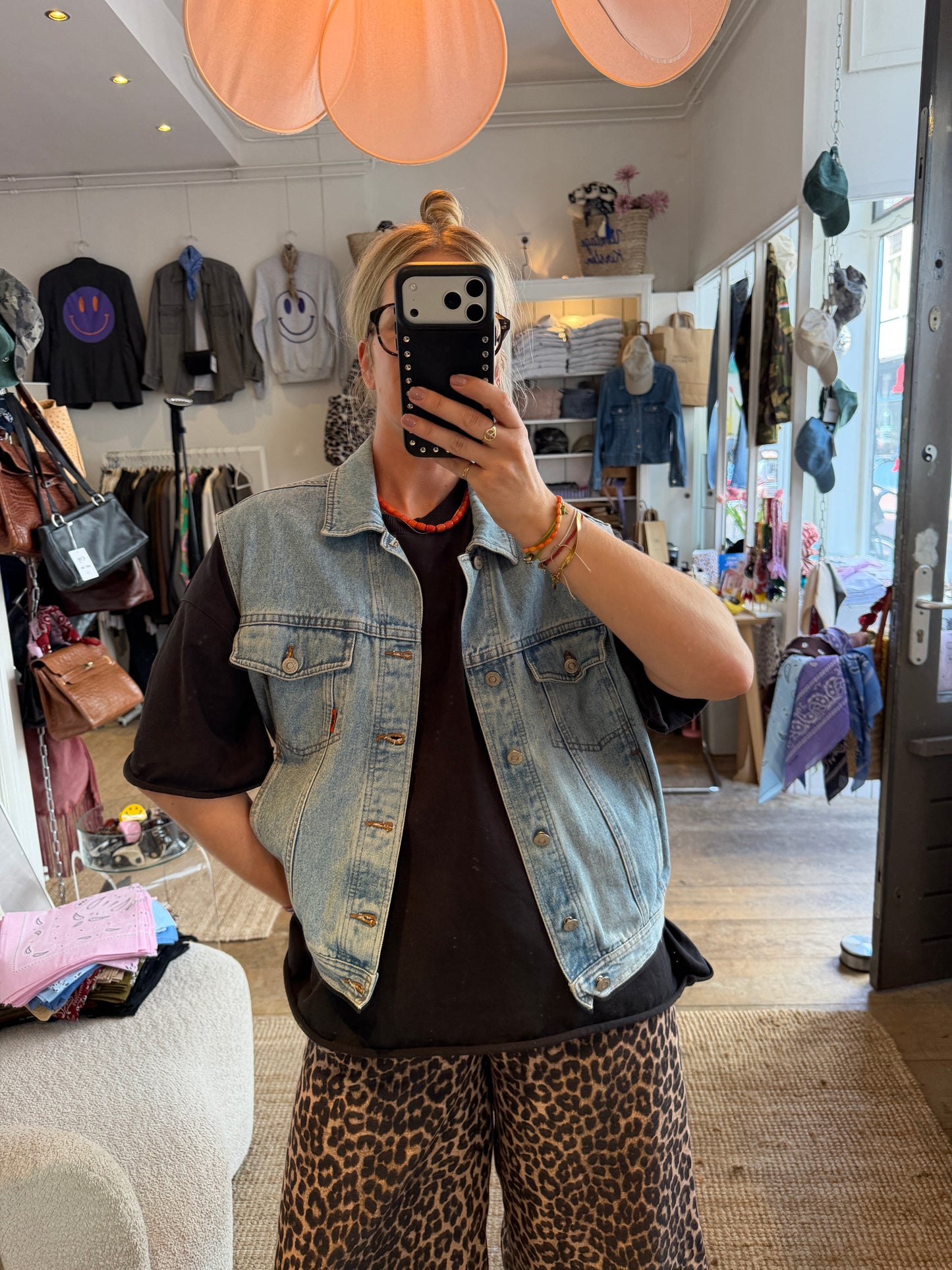 Vintage denim oversized gilet