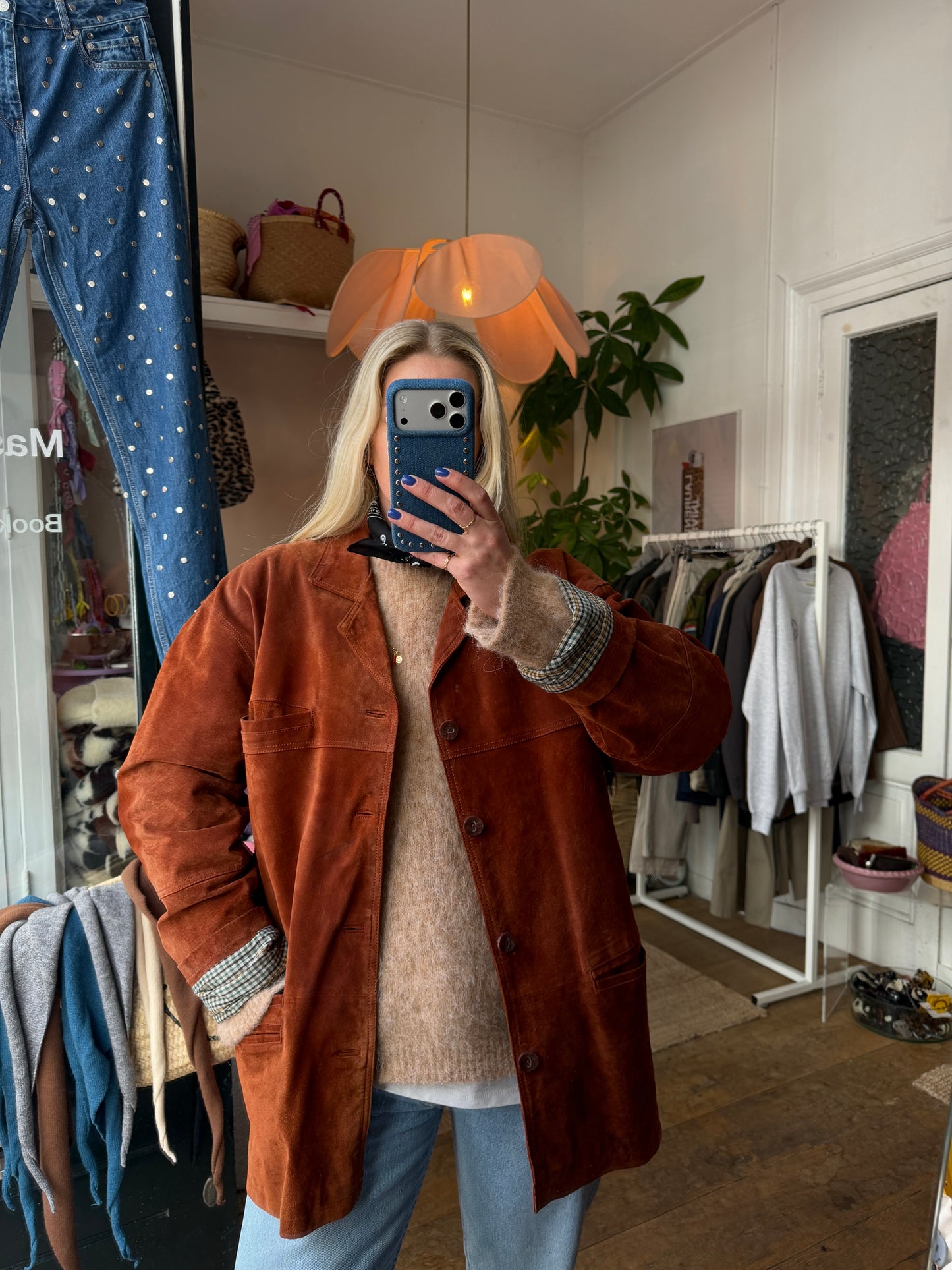 Vintage leren suède jack