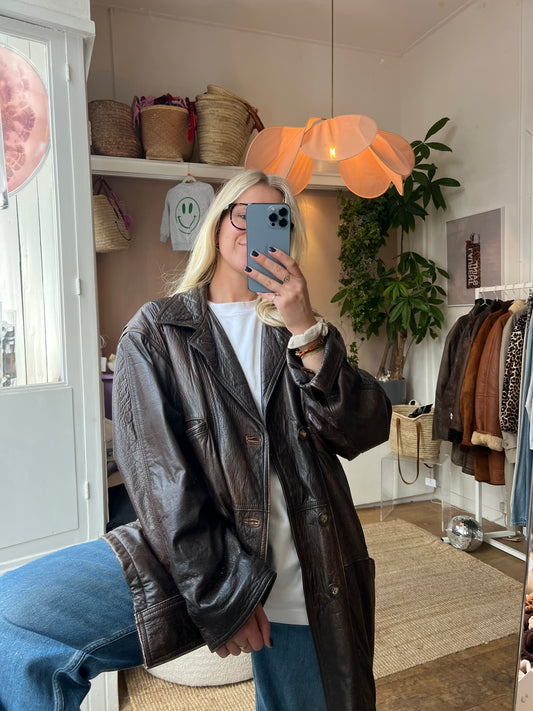 Vintage leren jack bruin