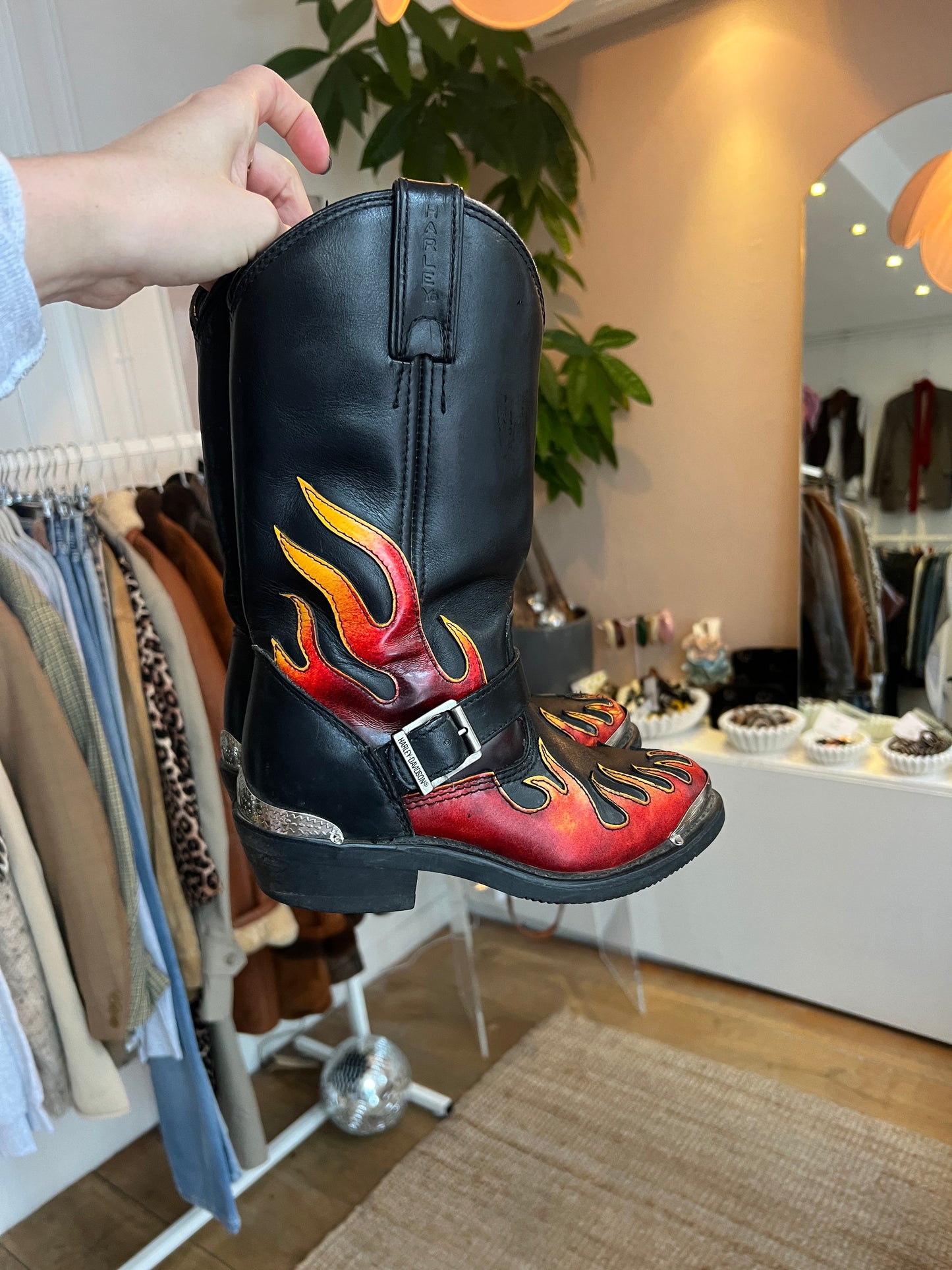 Harley Davidson flaming boots